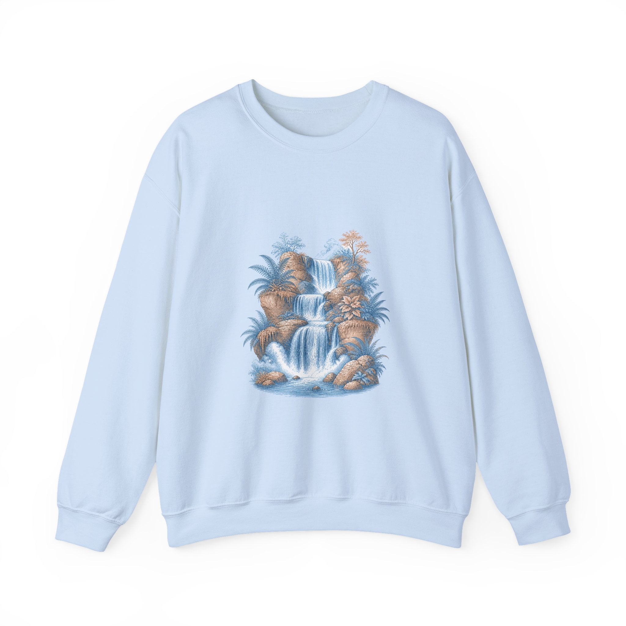 Matching Couple Sweatshirt - Wildfire & Waterfall Matching Couple Premium Fleece Sweatshirt Vintage Art His Hers Honeymoon Gift - Design B