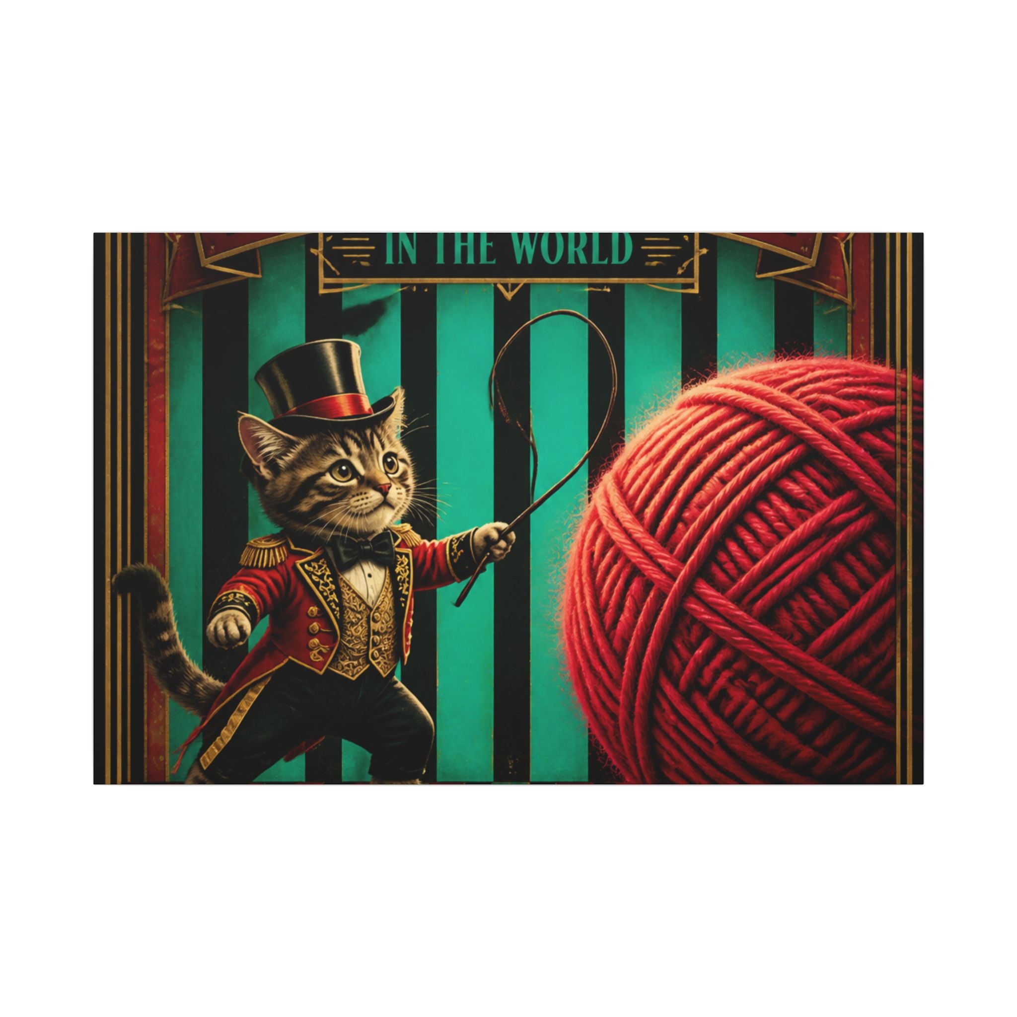 Cat Lion Tamer Wall Art Canvas 16×20 Art Deco Entryway Decor Maximalist Print