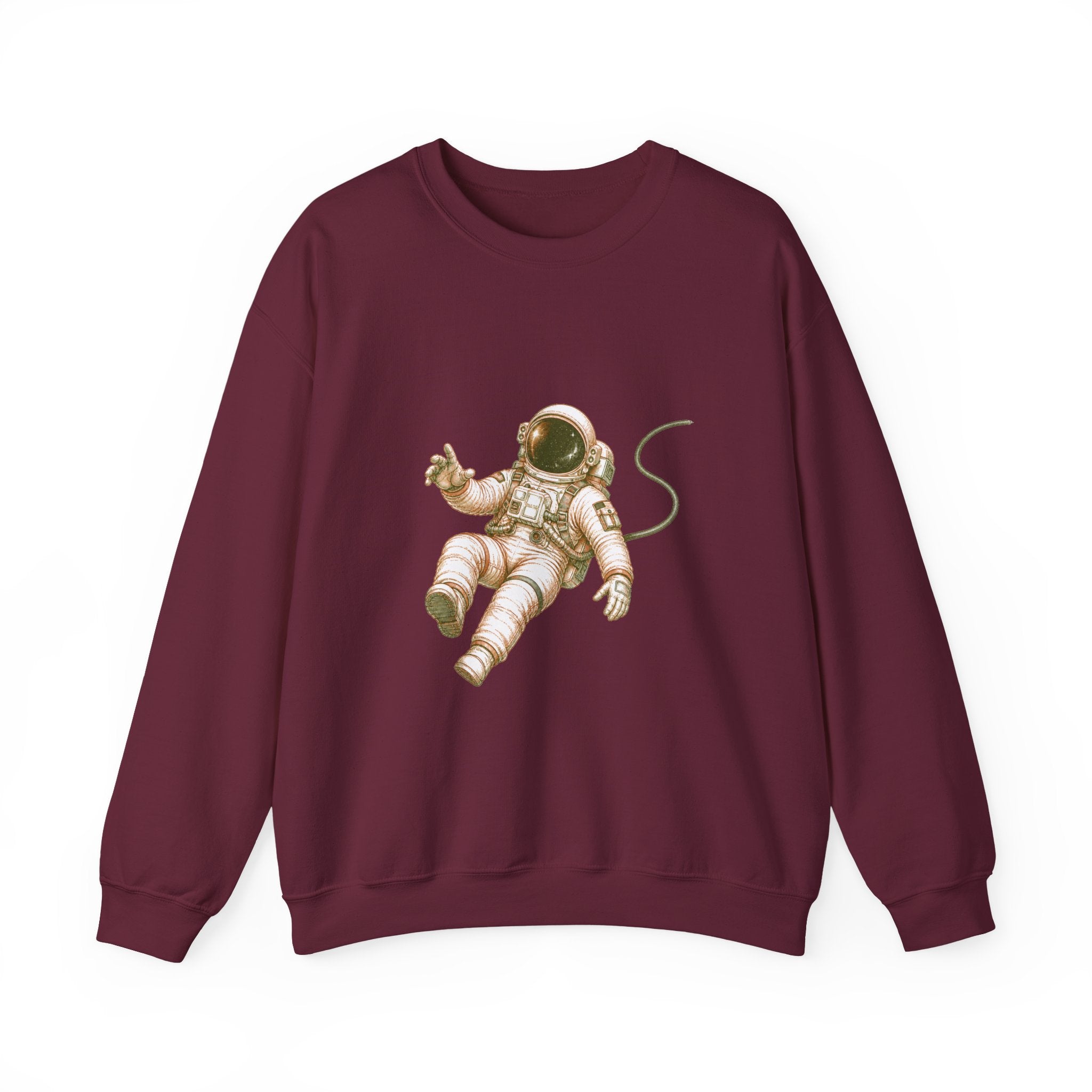 Matching Couple Sweatshirt - Astronaut & Planet Matching Couple Comfort Colors Crew Hand-Drawn Art His Hers Anniversary Gift - Design A