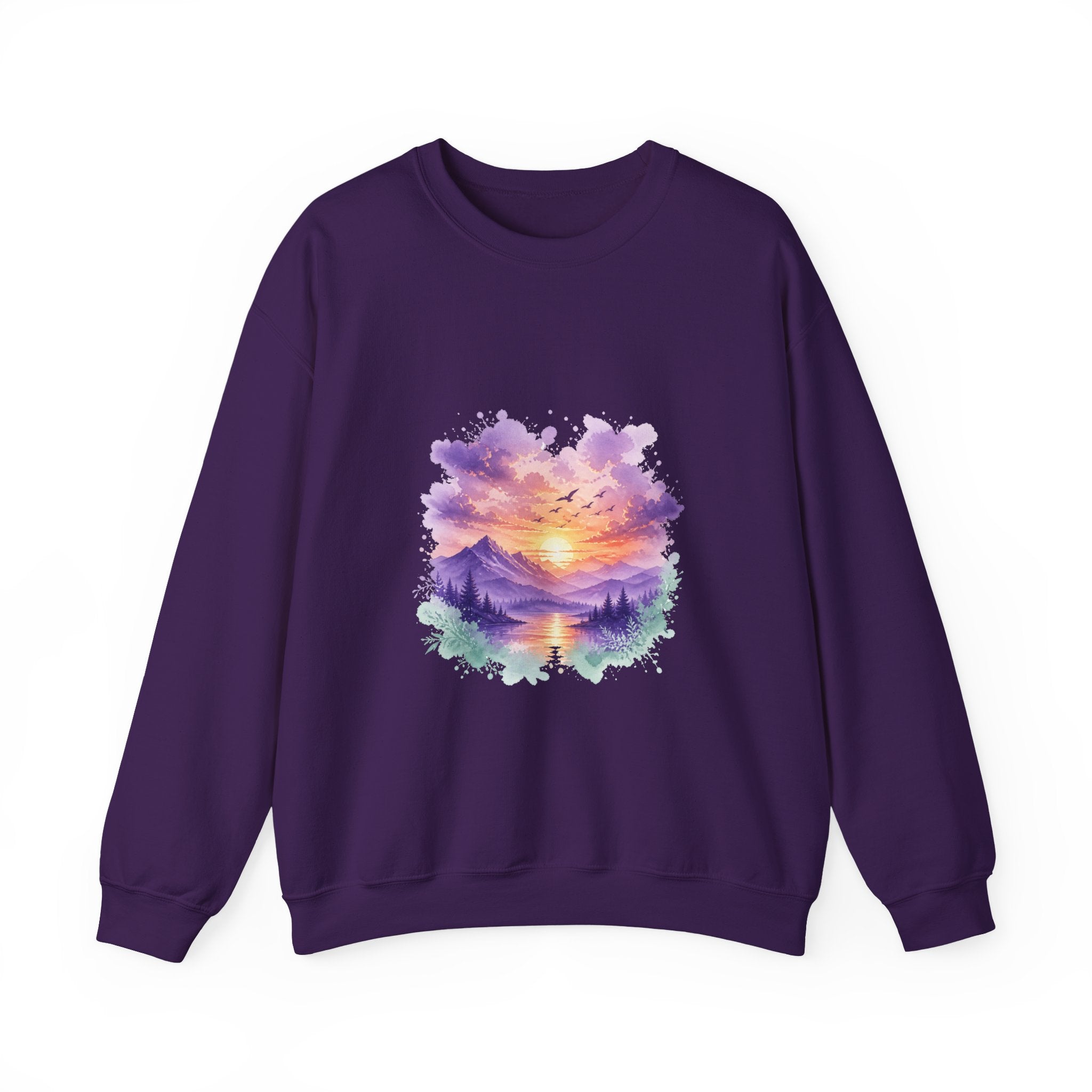 Matching Couple Sweatshirt - Sunrise & Sunset Matching Couple Comfort Colors Crew Watercolor Art His Hers Birthday Gift - Design B