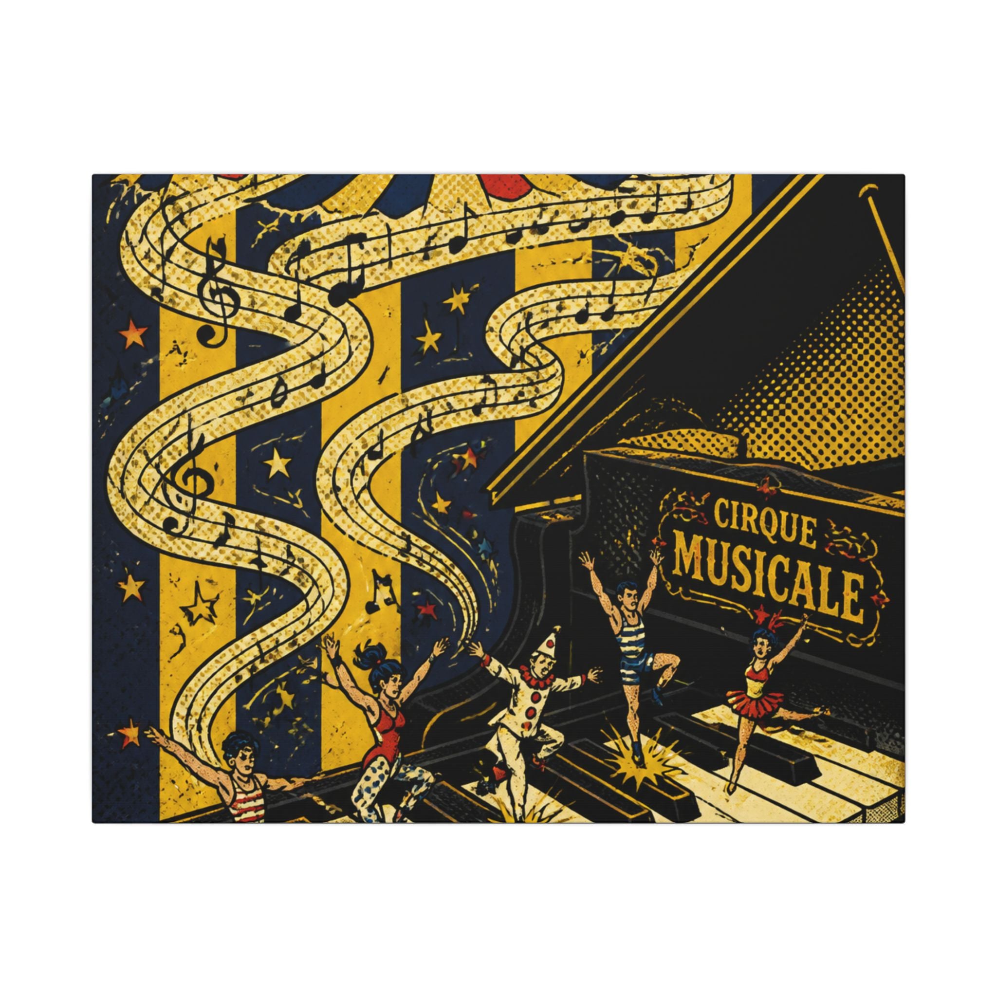 Grand Piano Acrobats Wall Art Canvas 24×36 Pop Art Restaurant Decor Maximalist Print