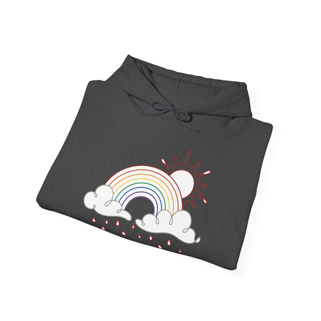 Matching Couple Sweatshirt - Storm & Rainbow Matching Couple Hooded Sweatshirt Minimalist Art His Hers Valentine Gift - Design B