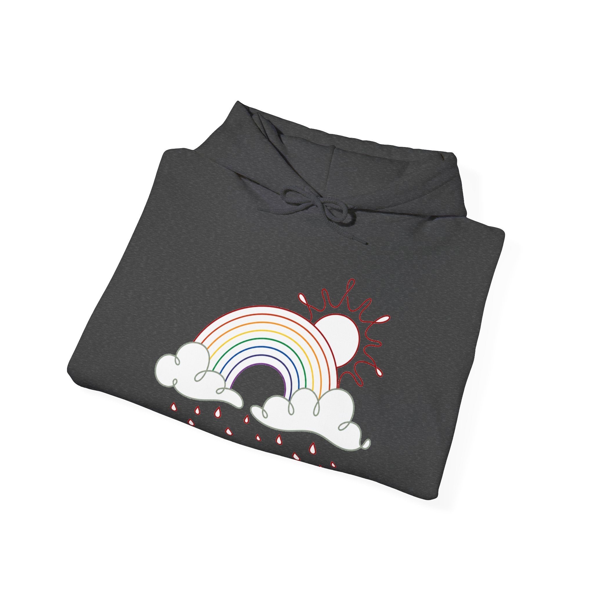 Matching Couple Sweatshirt - Storm & Rainbow Matching Couple Hooded Sweatshirt Minimalist Art His Hers Valentine Gift - Design B