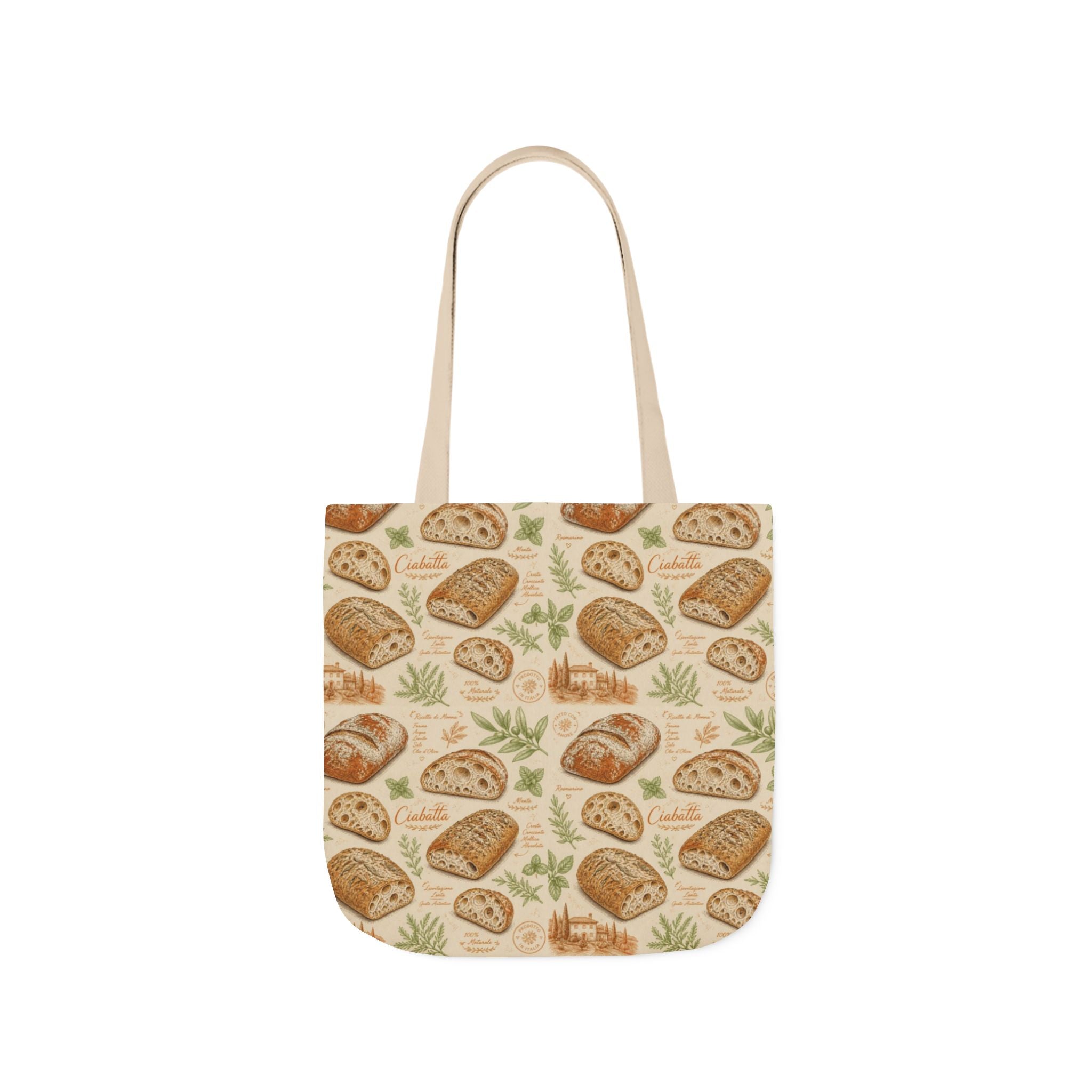 Ciabatta Rolls Canvas Tote Bag Mediterranean Kitchen Botanical Design Italian Cottagecore Gift