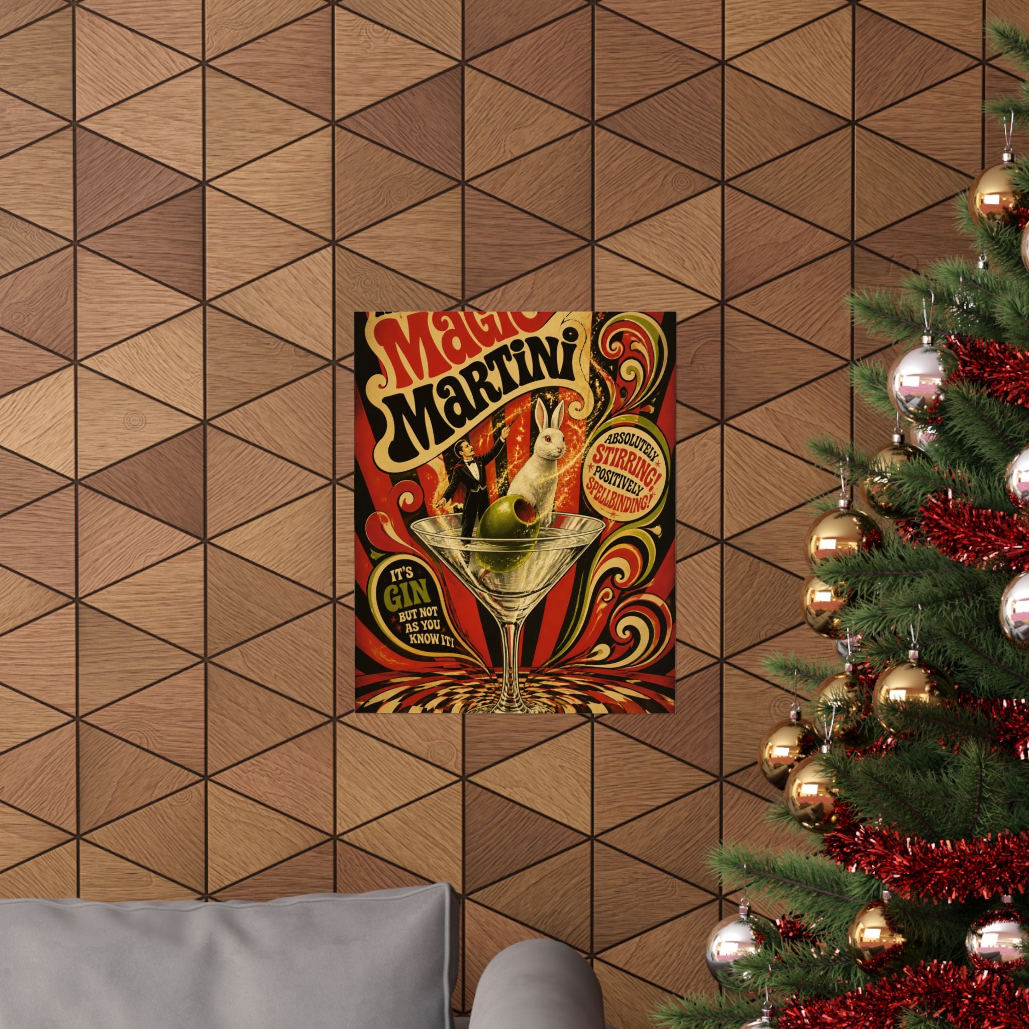 Martini Magician Wall Art Poster 18×24 Psychedelic Cafe Decor Maximalist Print