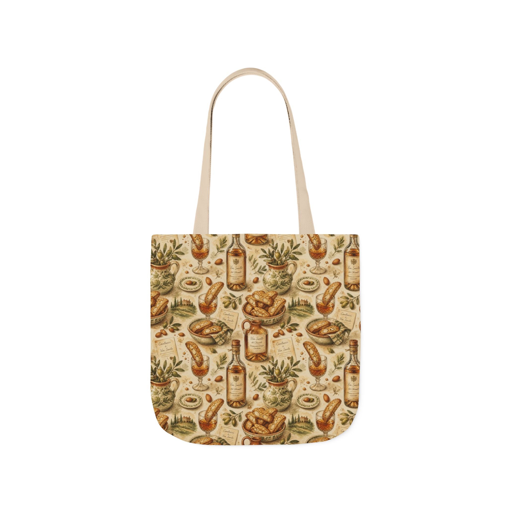 Biscotti & Vin Santo Canvas Tote Bag Mediterranean Kitchen Watercolor Design Italian Cottagecore Gift