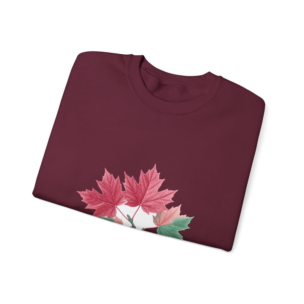 Matching Couple Sweatshirt - Cherry Blossom & Maple Leaf Matching Couple Premium Fleece Sweatshirt Vintage Art His Hers Honeymoon Gift - Design B