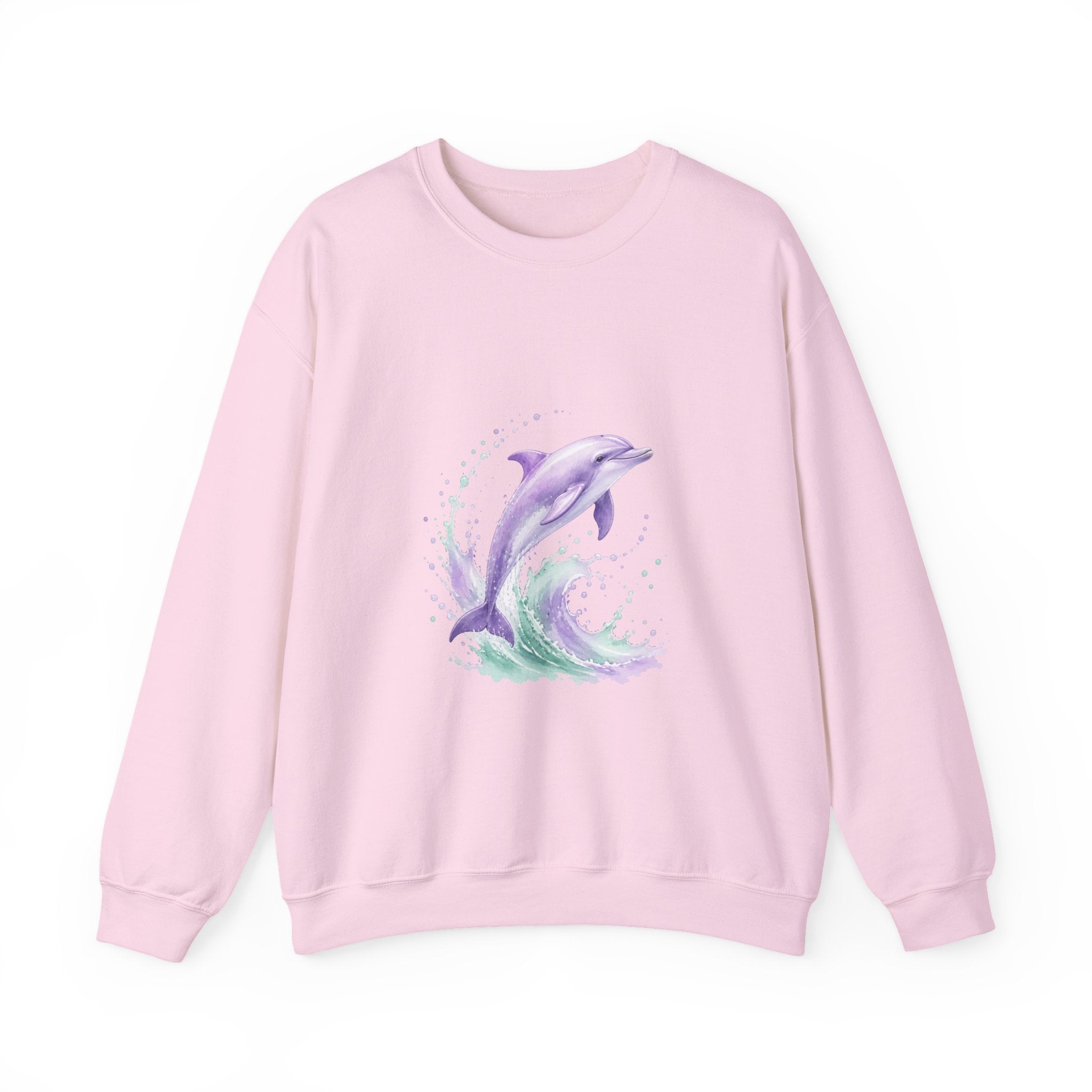 Matching Couple Sweatshirt - Shark & Dolphin Matching Couple Premium Fleece Sweatshirt Watercolor Art His Hers Birthday Gift - Design B