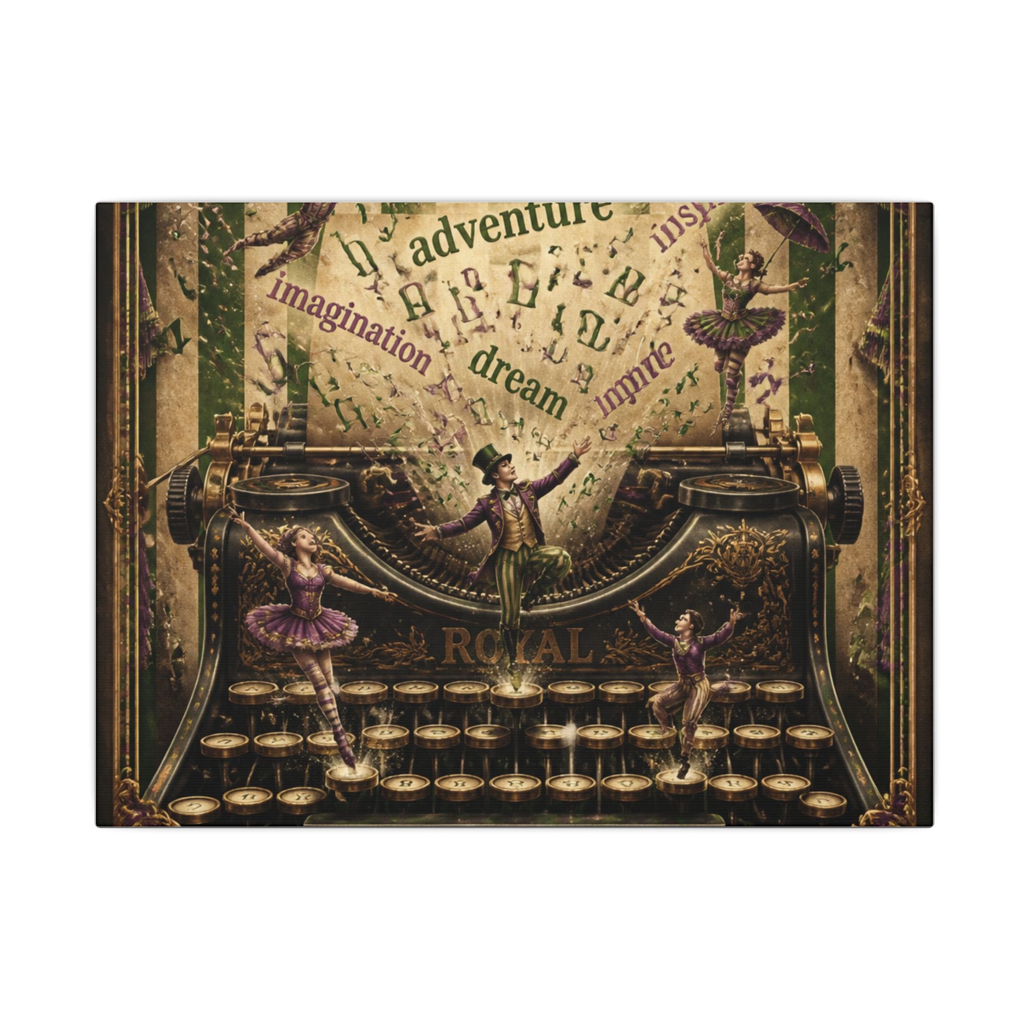 Typewriter Flying Letters Wall Art Canvas 16×20 Baroque Home Office Decor Maximalist Print