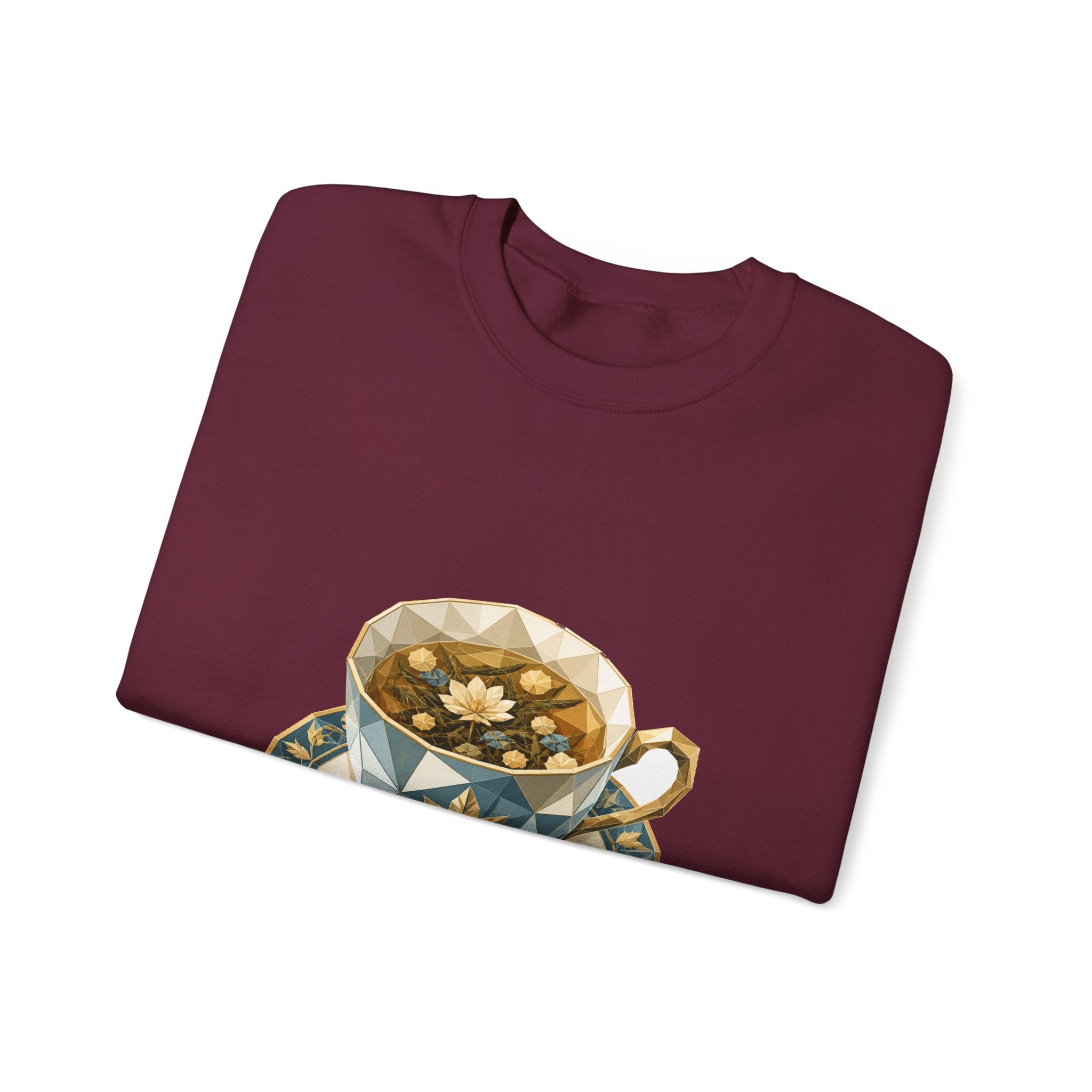 Matching Couple Sweatshirt - Coffee & Tea Matching Couple Premium Fleece Sweatshirt Geometric Art His Hers Love Gift - Design B