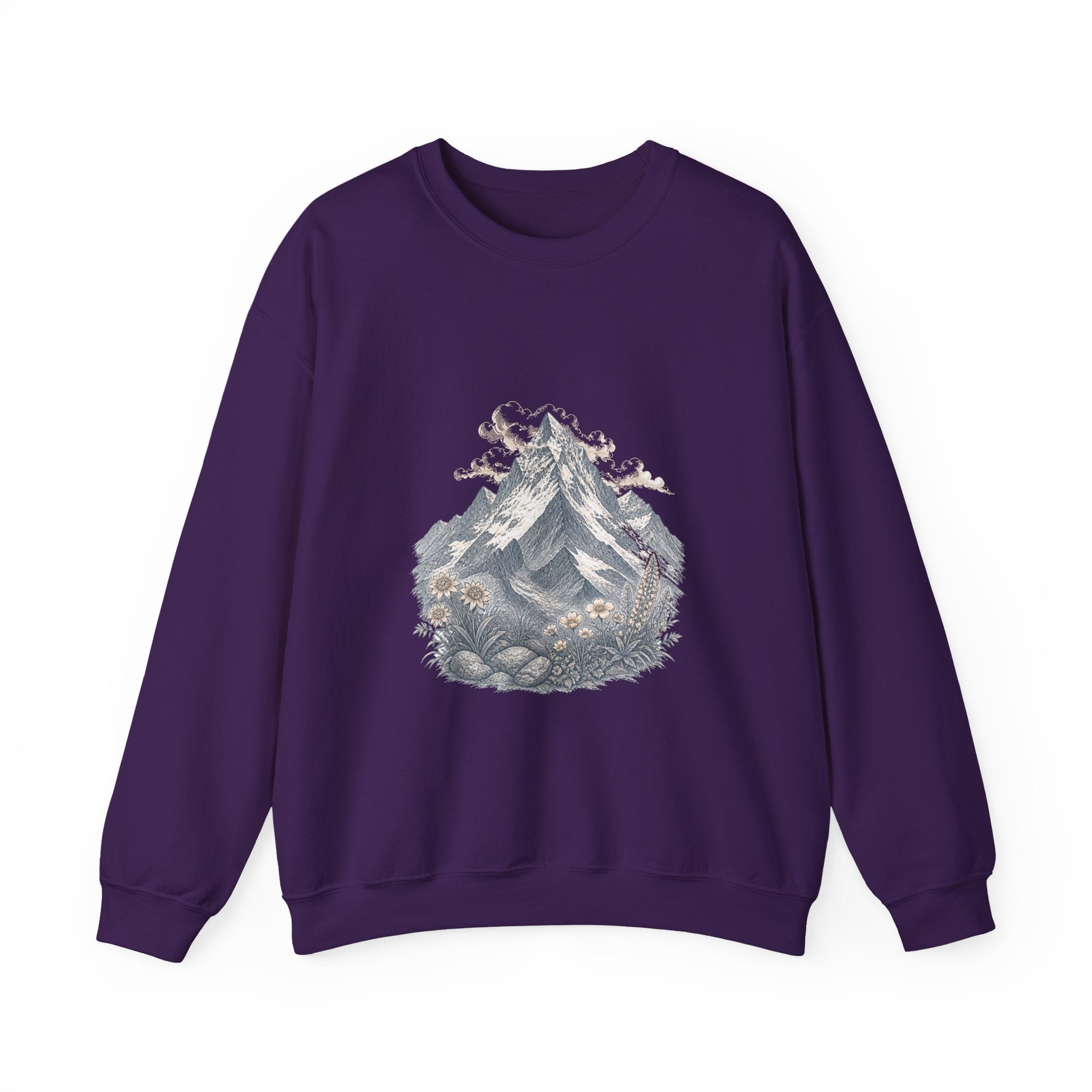 Matching Couple Sweatshirt - Mountain & Ocean Matching Couple Crewneck Sweatshirt Vintage Art His Hers Wedding Gift - Design A