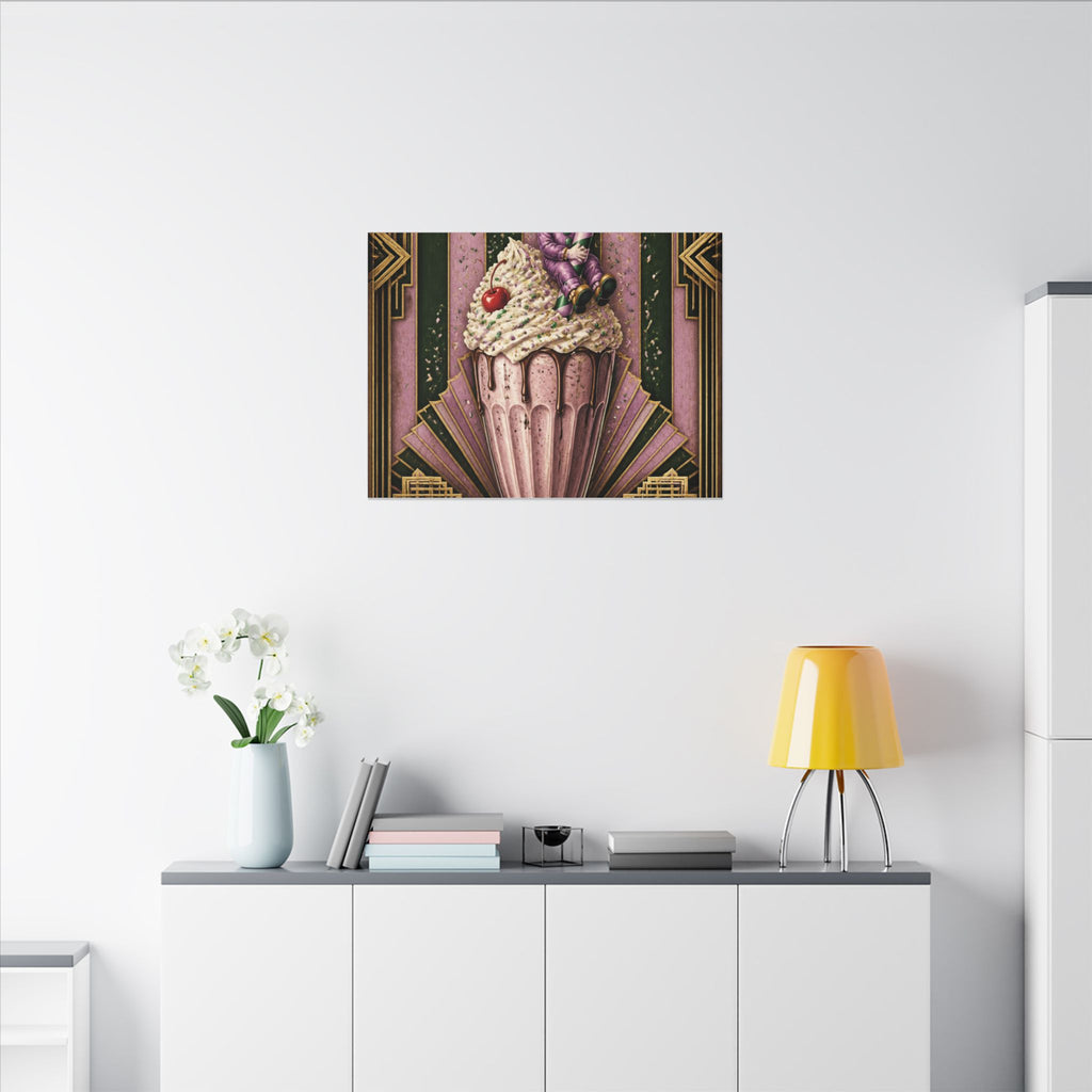 Milkshake Slide Clown Wall Art Canvas 16×20 Art Deco Entryway Decor Maximalist Print