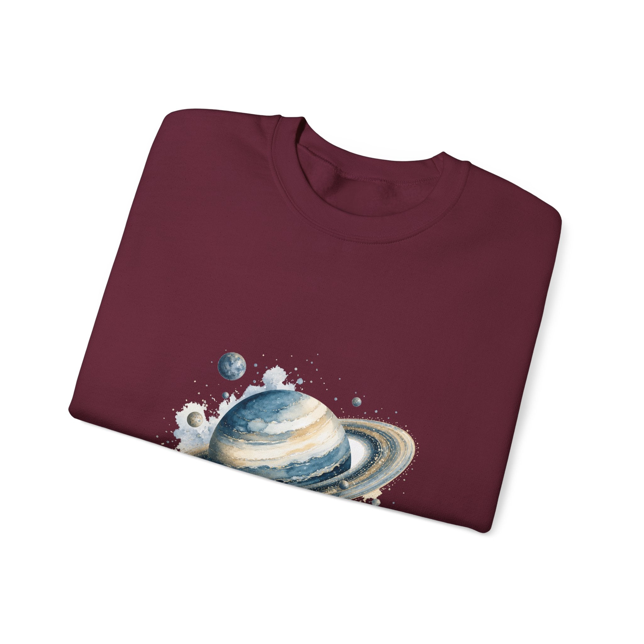 Matching Couple Sweatshirt - Astronaut & Planet Matching Couple Crewneck Sweatshirt Watercolor Art His Hers Engagement Gift - Design B