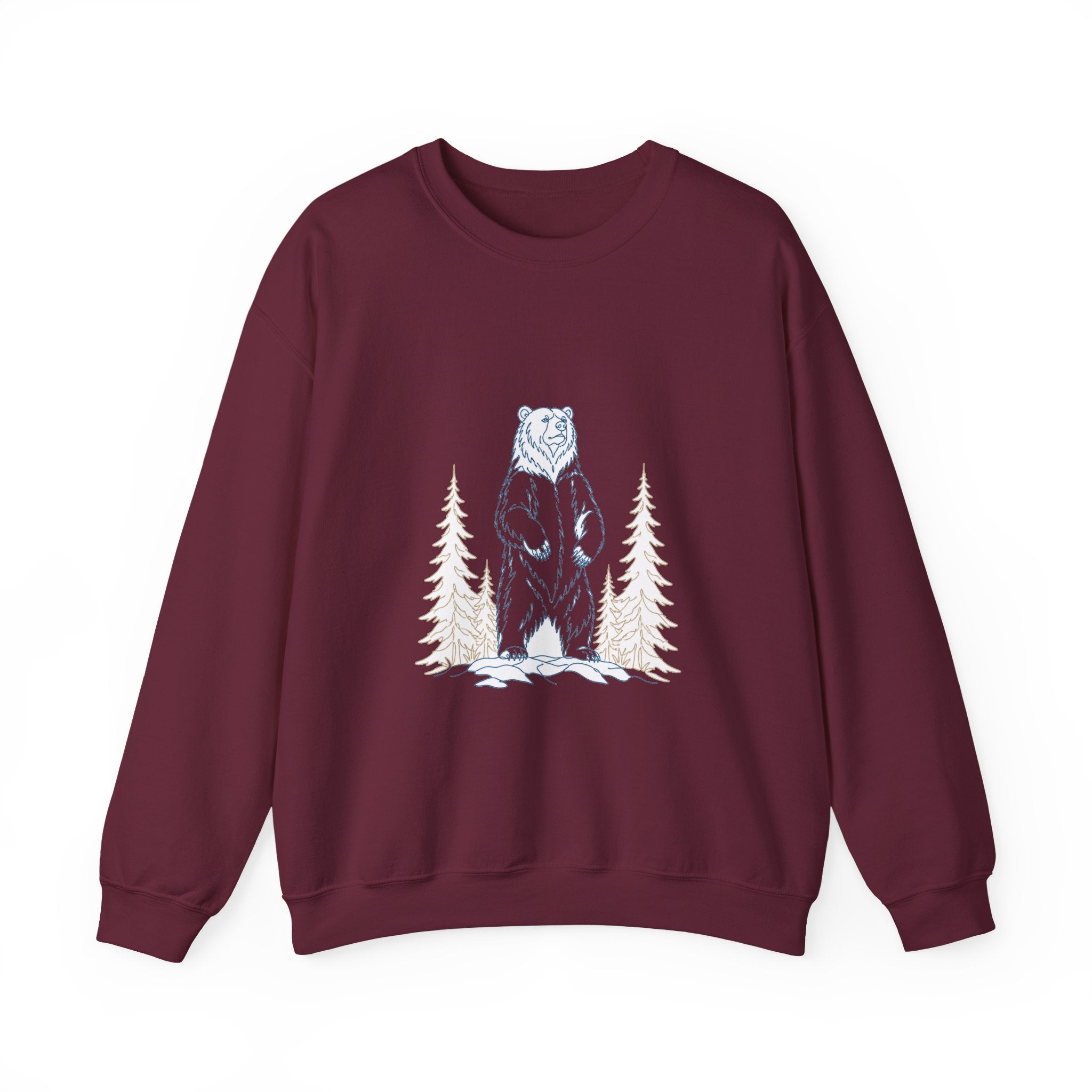 Matching Couple Sweatshirt - Bear & Deer Matching Couple Premium Fleece Sweatshirt Minimalist Art His Hers Christmas Gift - Design A