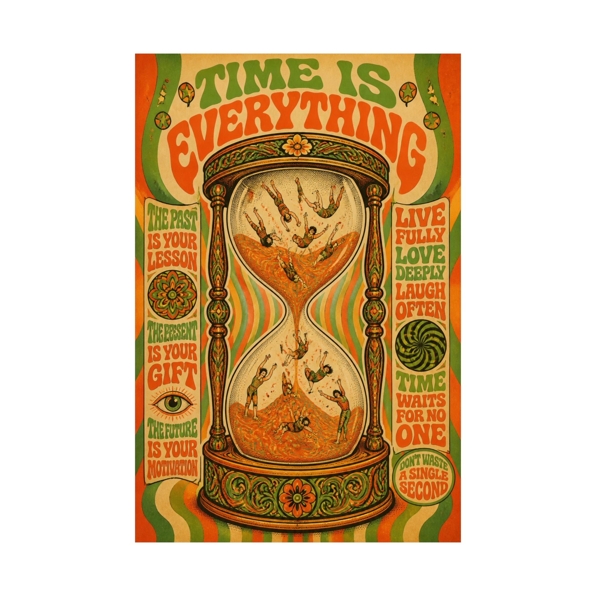 Hourglass Acrobats Wall Art Poster 24×36 Psychedelic Dining Room Decor Maximalist Print