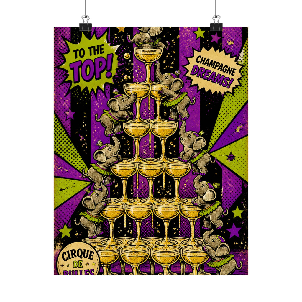 Champagne Tower Elephants Wall Art Poster 18×24 Pop Art Living Room Decor Maximalist Print