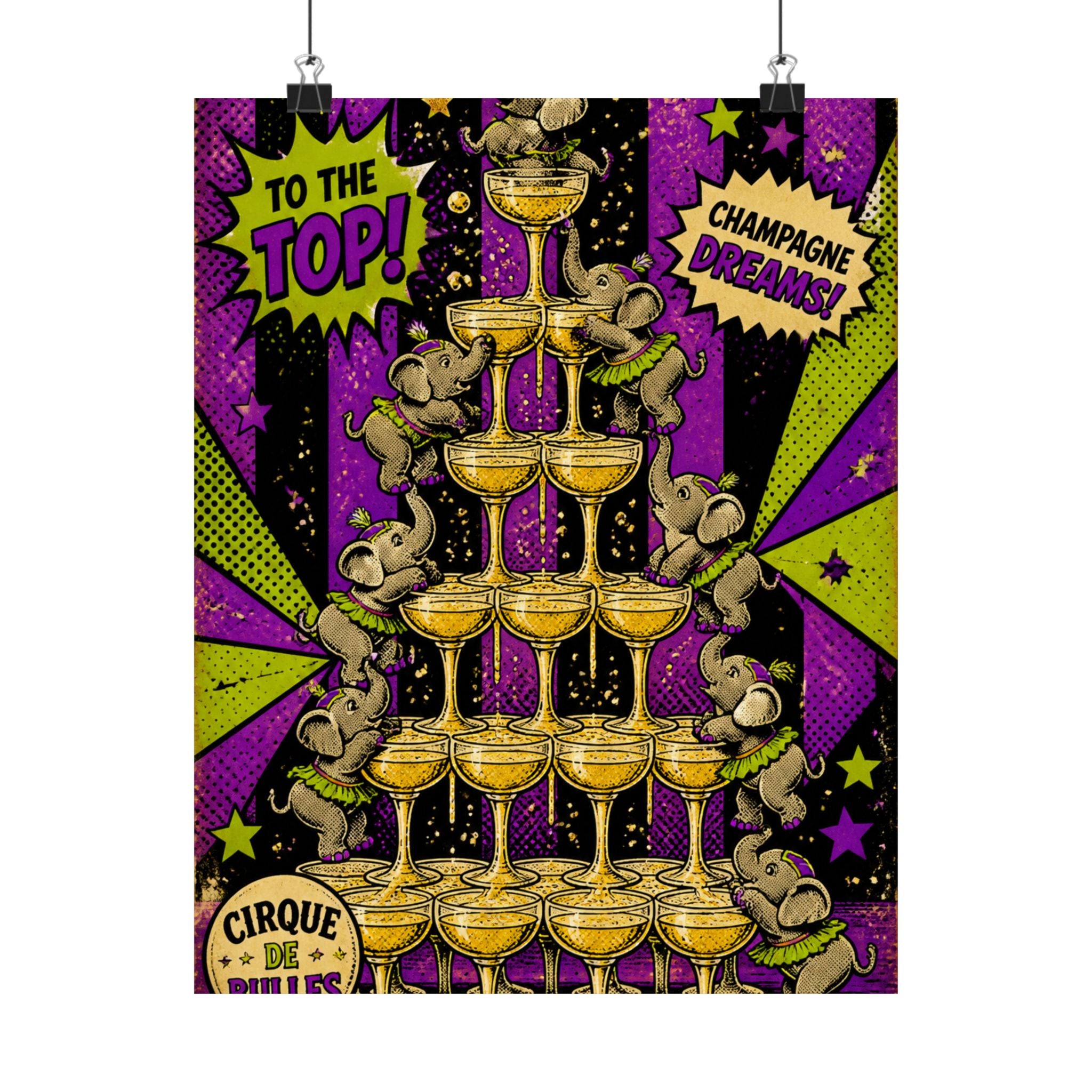 Champagne Tower Elephants Wall Art Poster 18×24 Pop Art Living Room Decor Maximalist Print