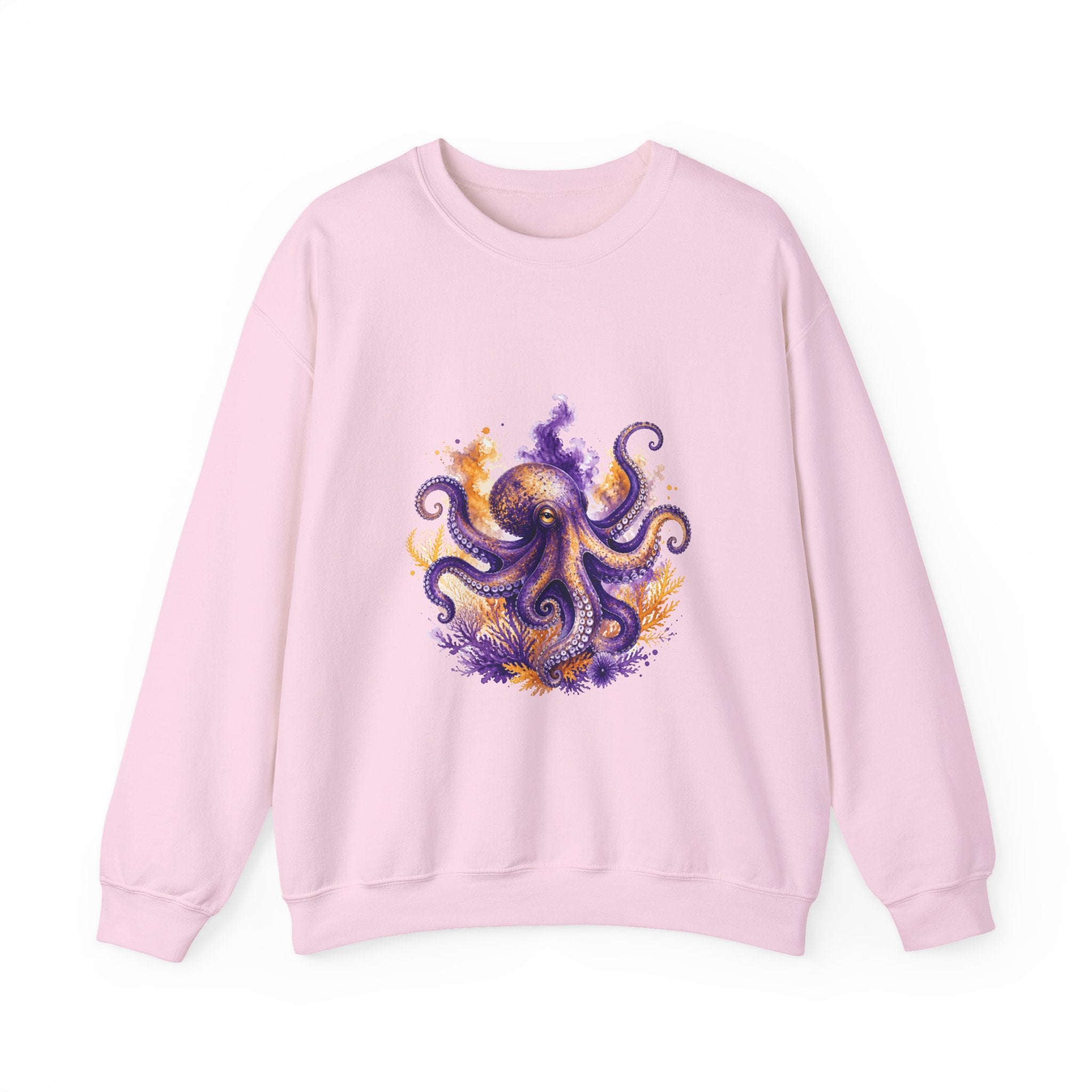 Matching Couple Sweatshirt - Octopus & Jellyfish Matching Couple Comfort Colors Crew Watercolor Art His Hers Birthday Gift - Design A