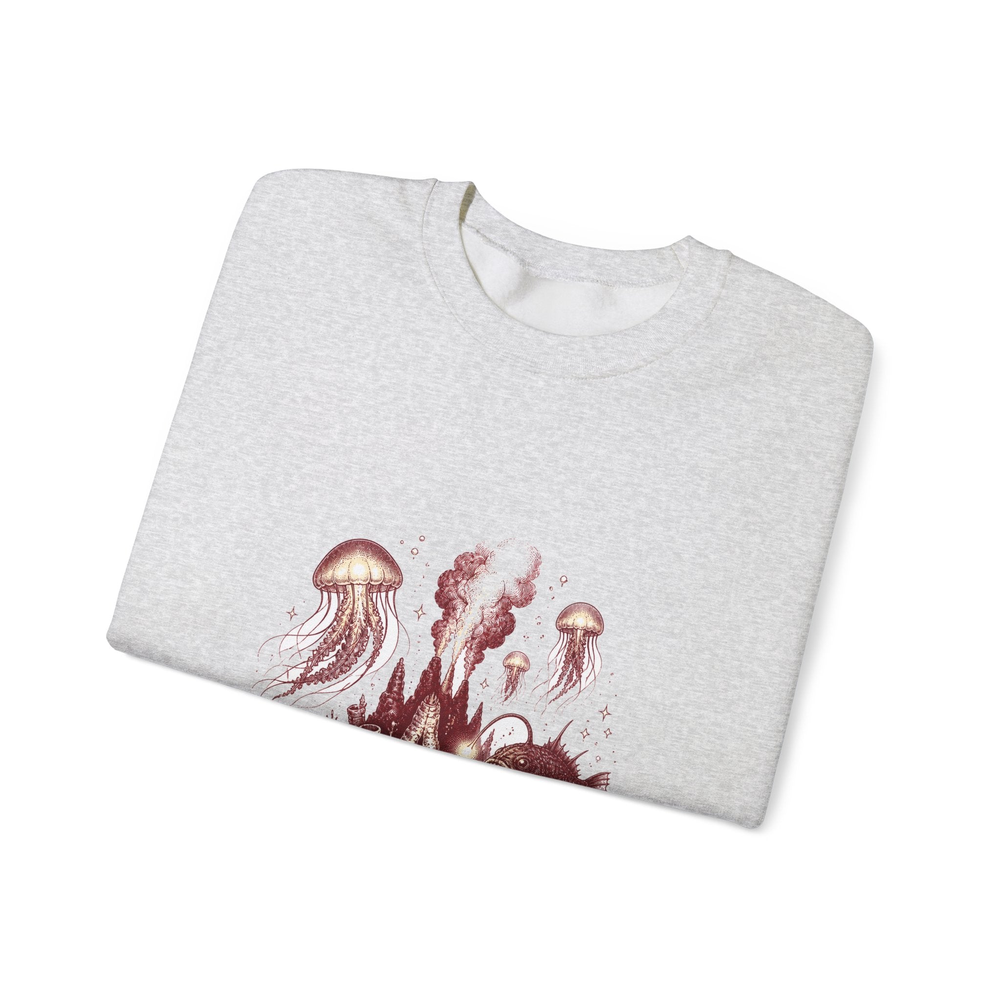 Matching Couple Sweatshirt - Coral Reef & Deep Sea Matching Couple Premium Fleece Sweatshirt Hand-Drawn Art His Hers Anniversary Gift - Design B