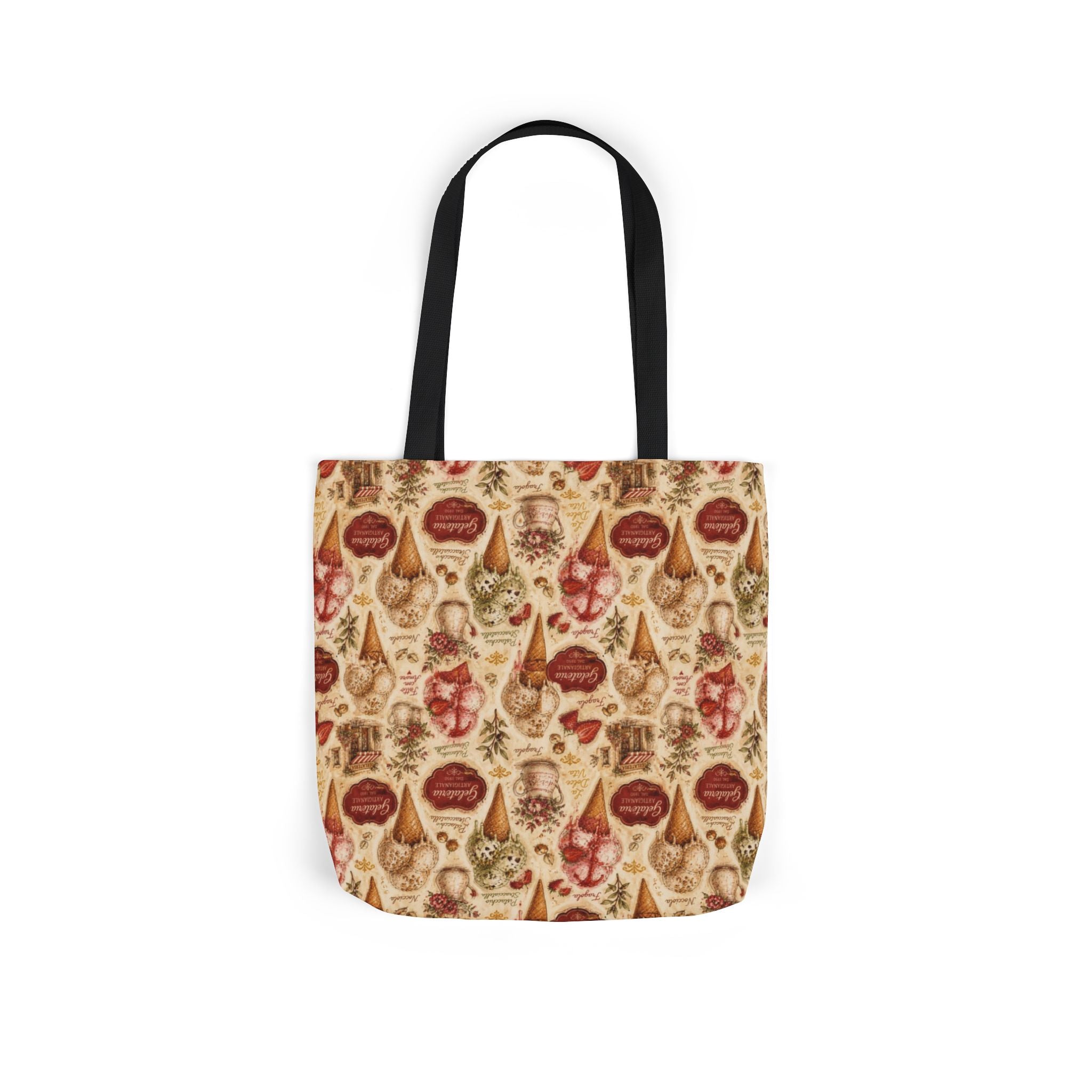 Gelato Scoops Canvas Tote Bag Mediterranean Kitchen Watercolor Design Italian Cottagecore Gift
