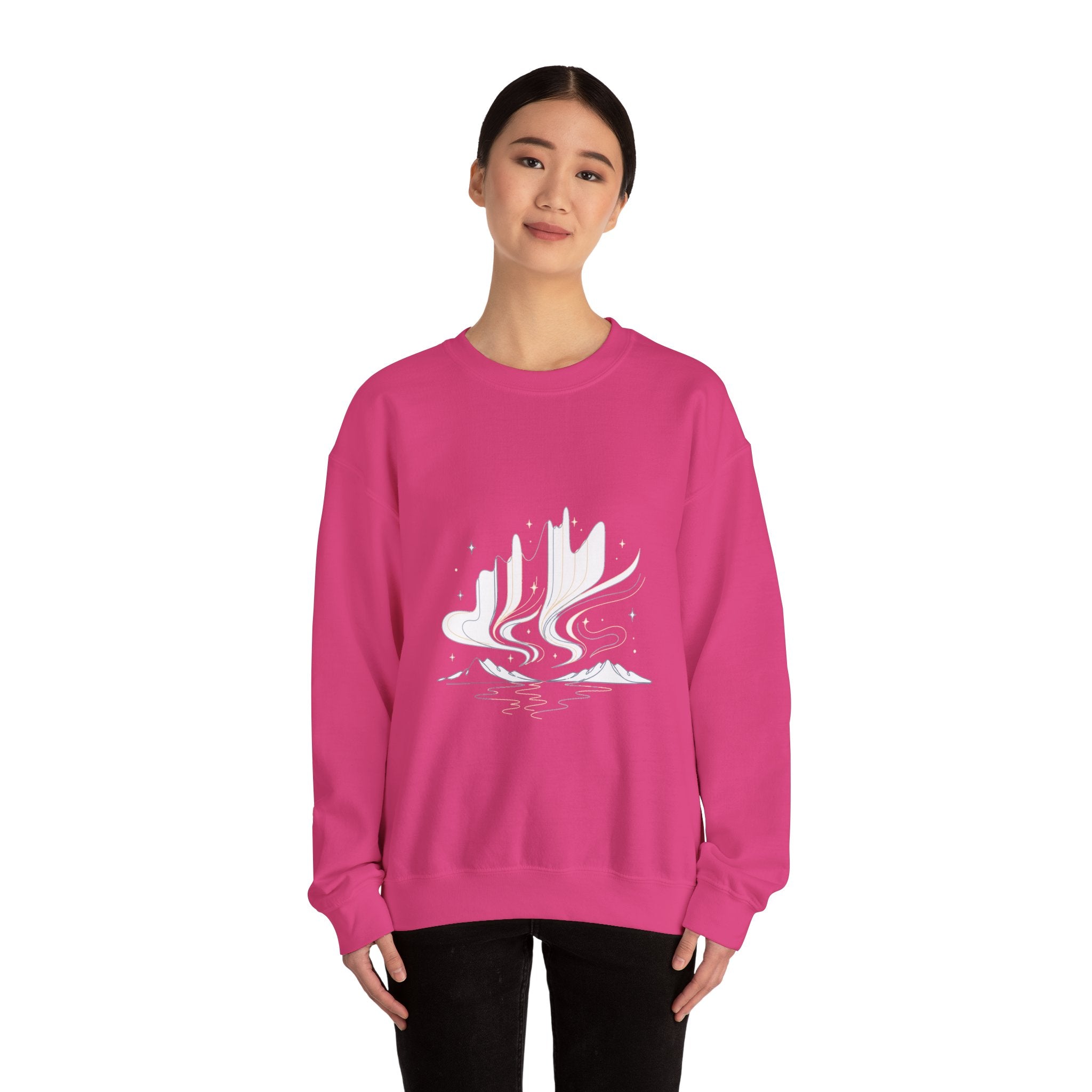Matching Couple Sweatshirt - Aurora & Southern Cross Matching Couple Crewneck Sweatshirt Minimalist Art His Hers Valentine Gift - Design A