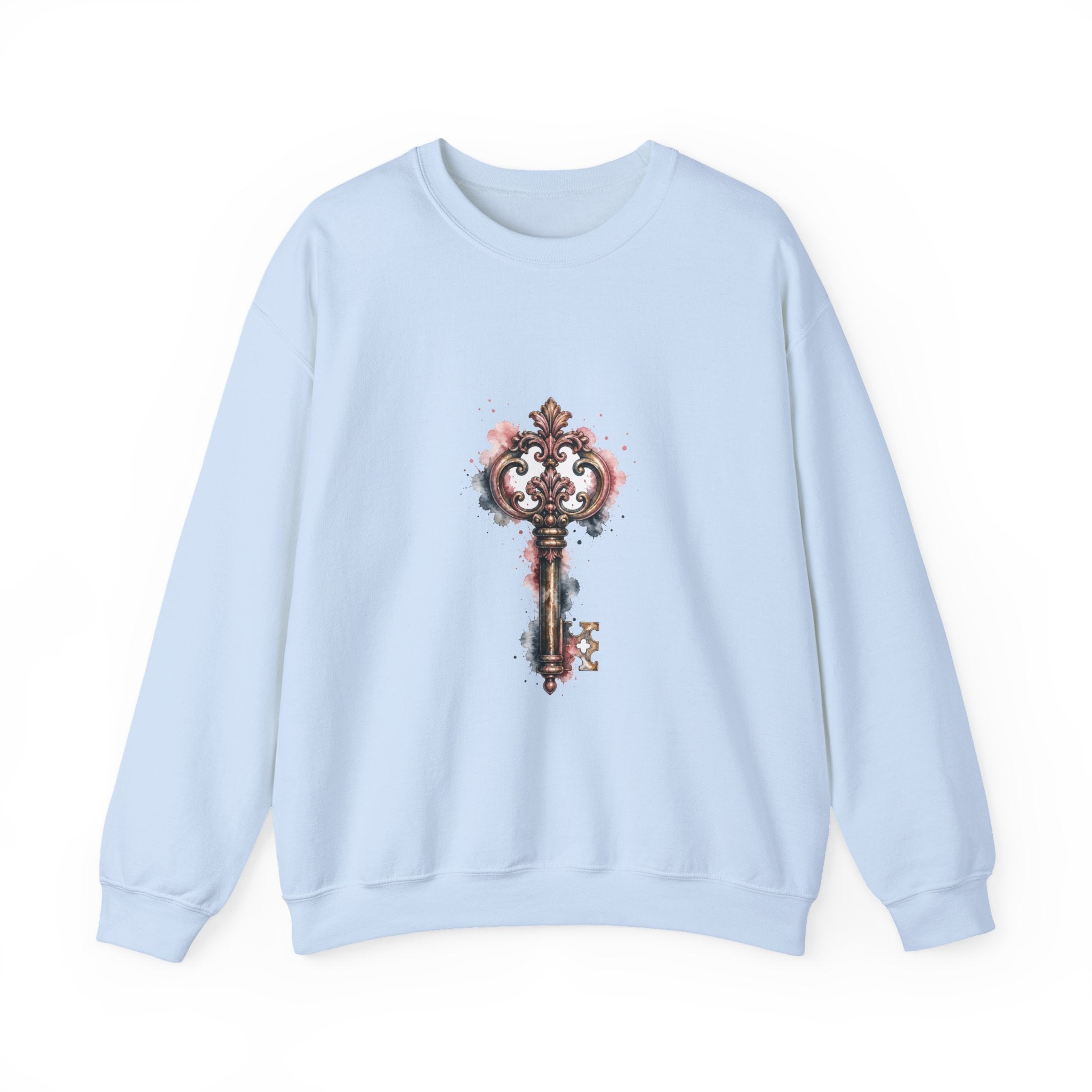 Matching Couple Sweatshirt - Key & Lock Matching Couple Comfort Colors Crew Watercolor Art His Hers Birthday Gift - Design A