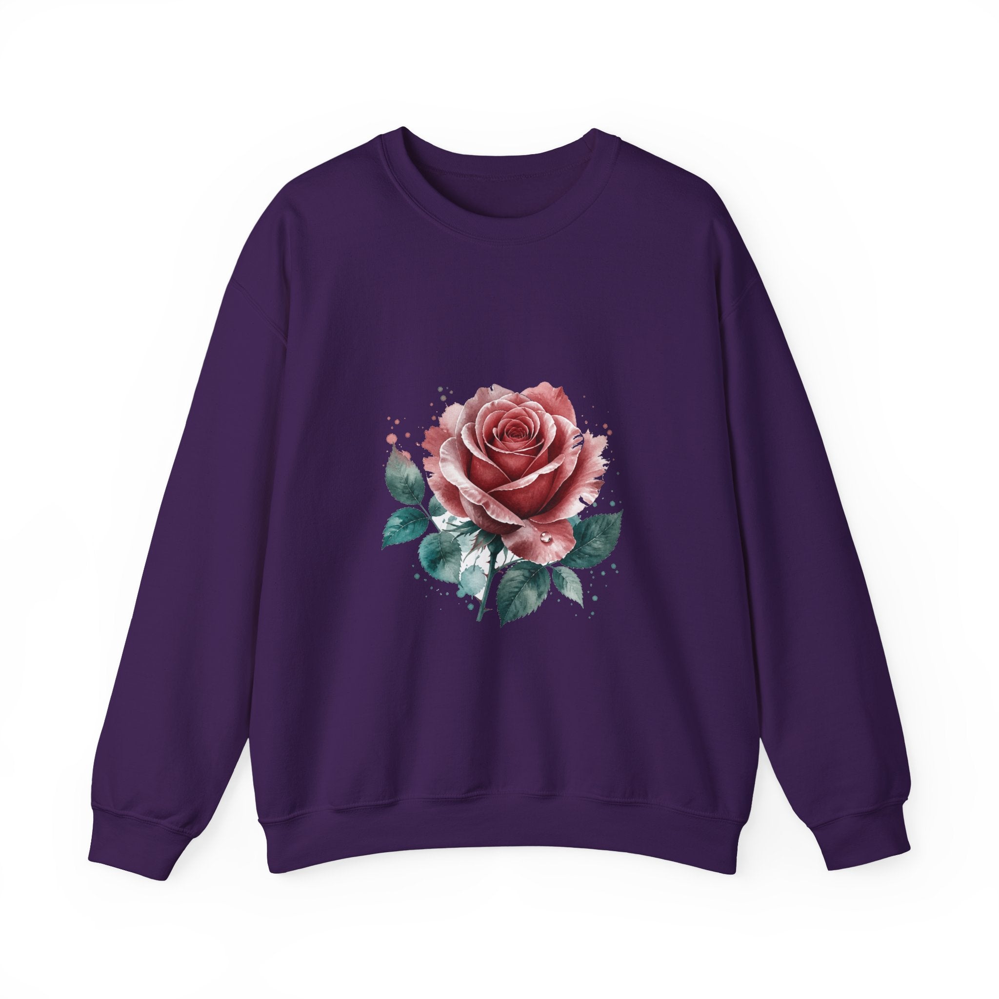 Matching Couple Sweatshirt - Rose & Thorn Matching Couple Crewneck Sweatshirt Watercolor Art His Hers Engagement Gift - Design A