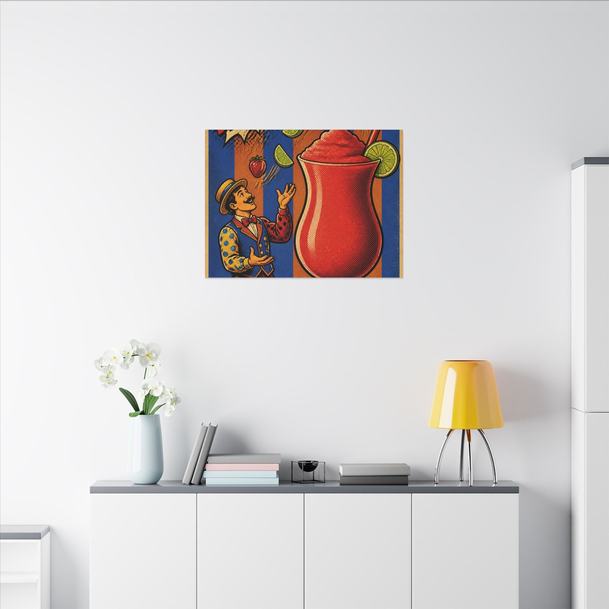 Daiquiri Fruit Juggler Wall Art Canvas 24×36 Pop Art Restaurant Decor Maximalist Print