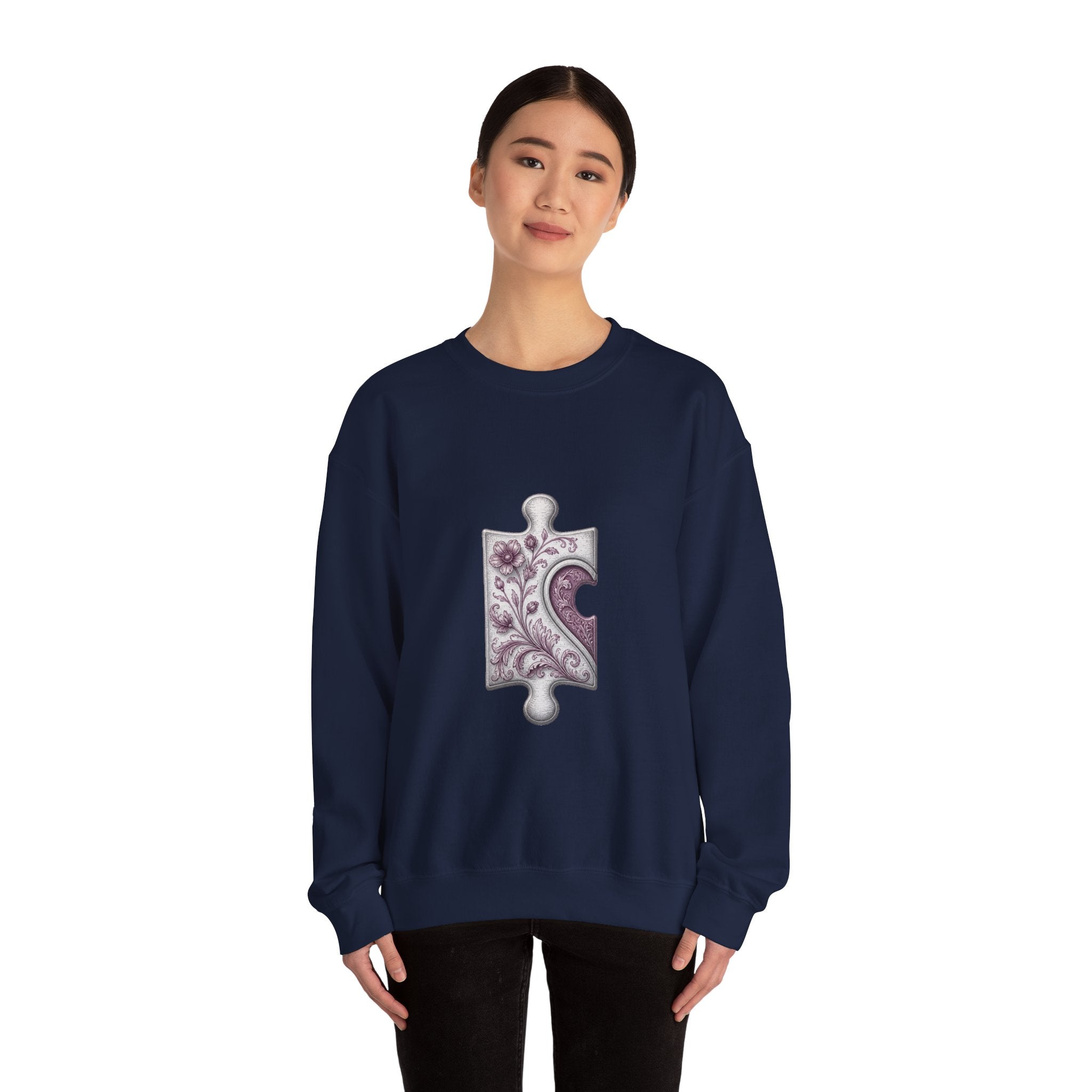 Matching Couple Sweatshirt - Puzzle Pieces Matching Couple Premium Fleece Sweatshirt Vintage Art His Hers Honeymoon Gift - Design A