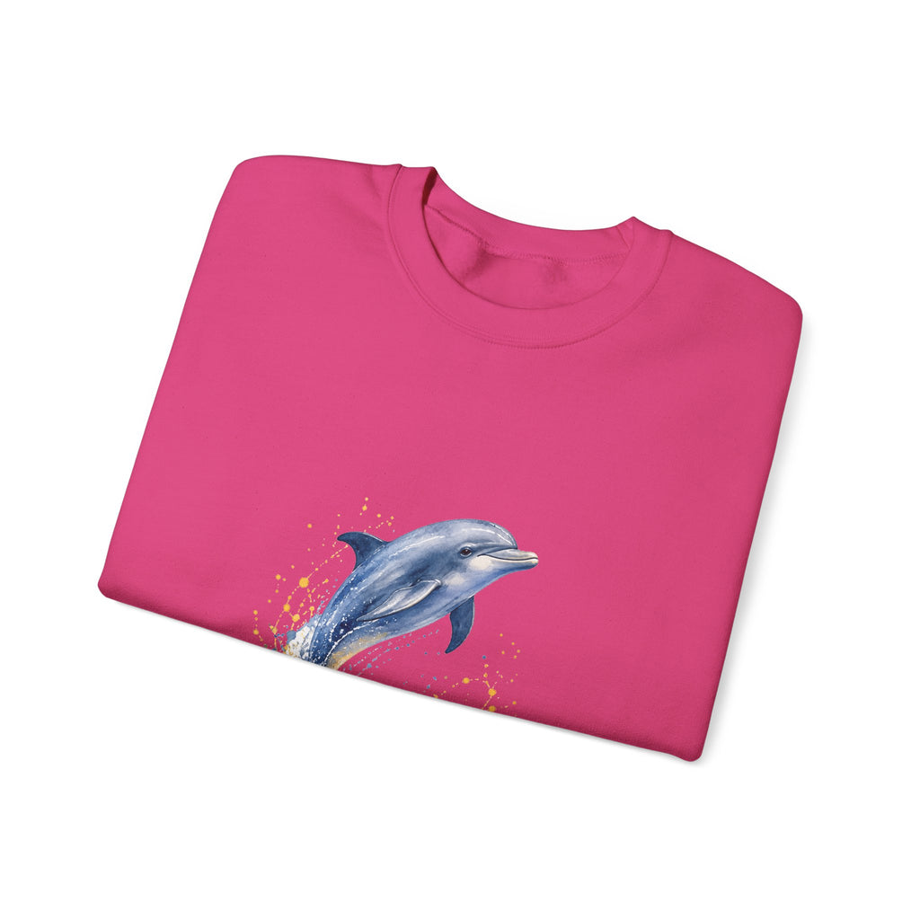 Matching Couple Sweatshirt - Shark & Dolphin Matching Couple Crewneck Sweatshirt Watercolor Art His Hers Engagement Gift - Design B