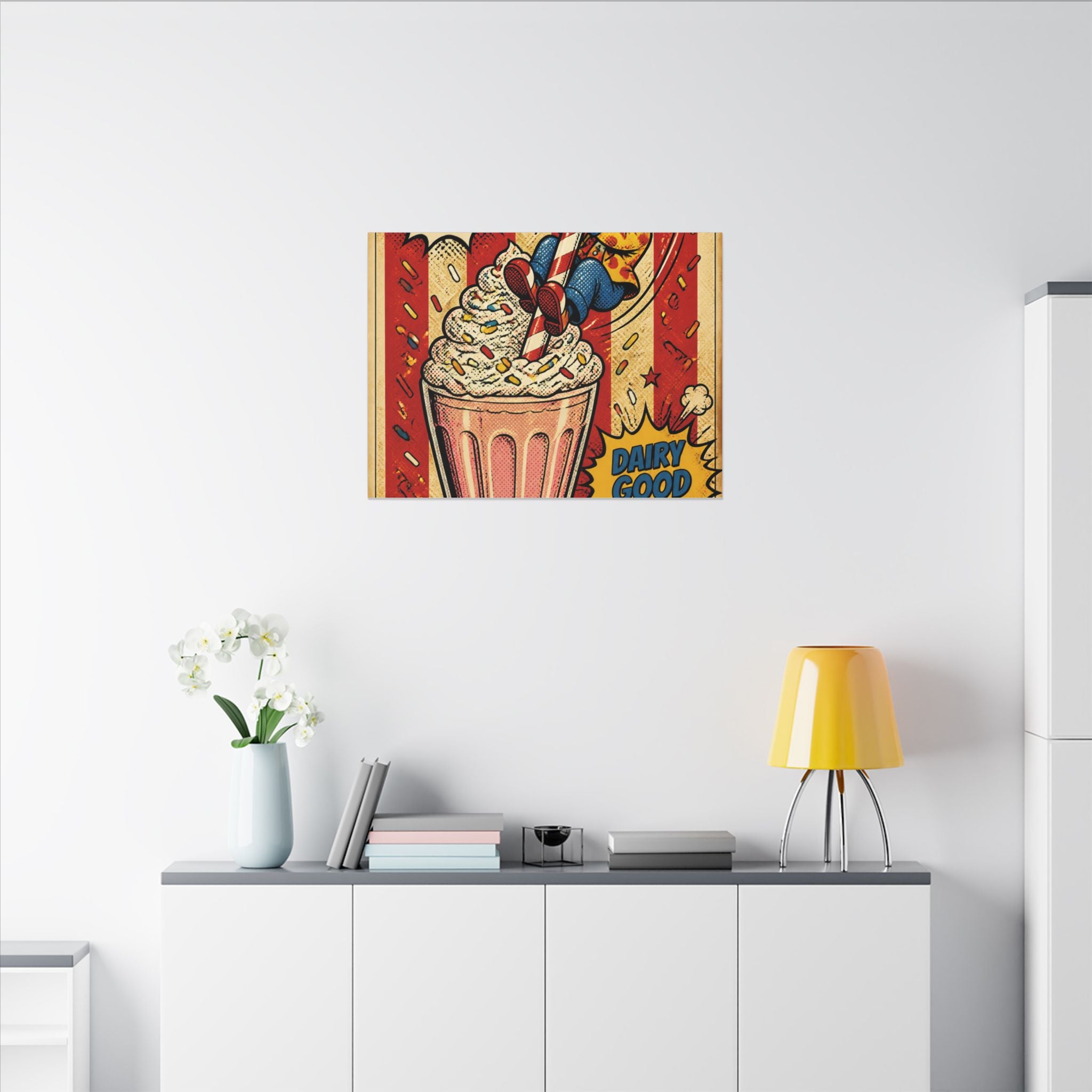Milkshake Slide Clown Wall Art Canvas 24×36 Pop Art Restaurant Decor Maximalist Print