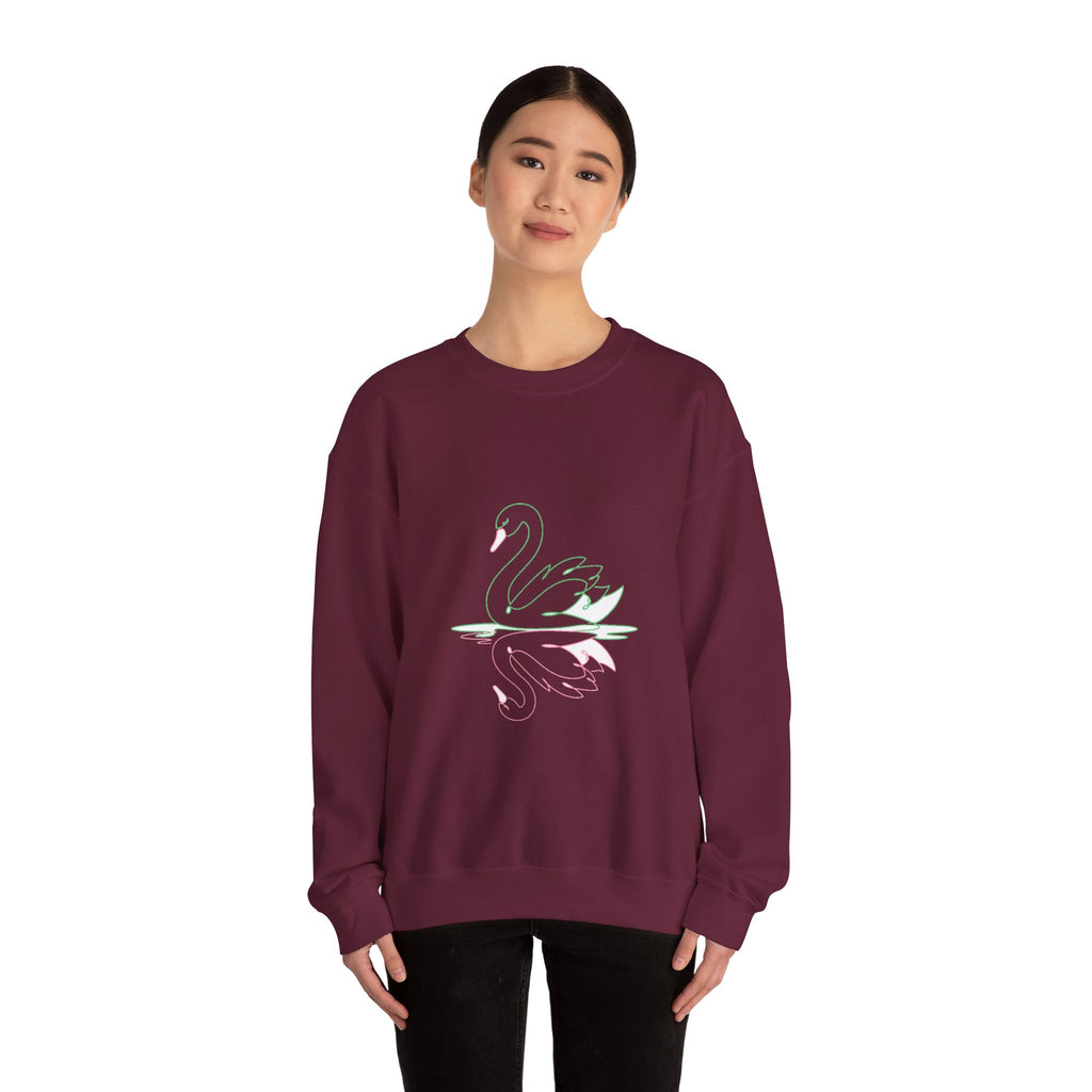 Matching Couple Sweatshirt - Raven & Swan Matching Couple Crewneck Sweatshirt Minimalist Art His Hers Valentine Gift - Design B