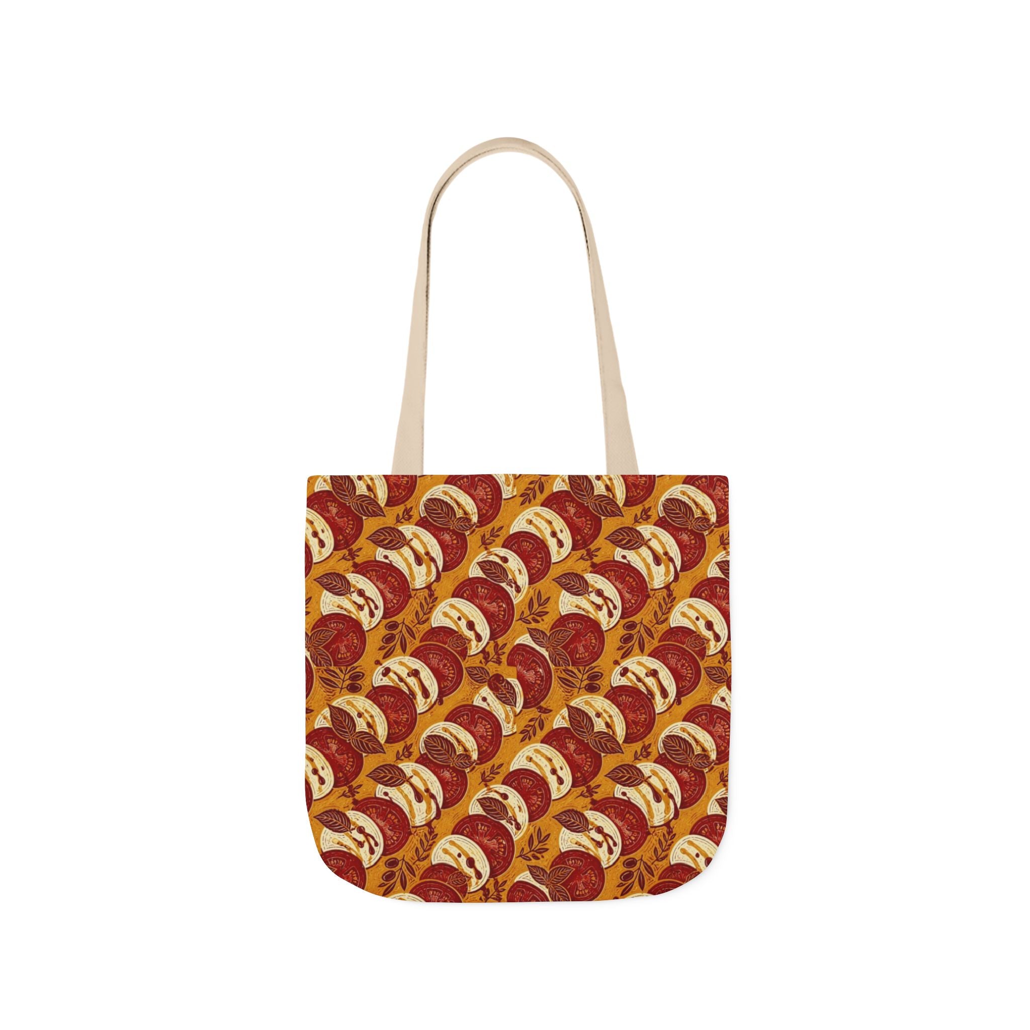 Caprese Arrangement Canvas Tote Bag Mediterranean Kitchen Linocut Design Italian Cottagecore Gift