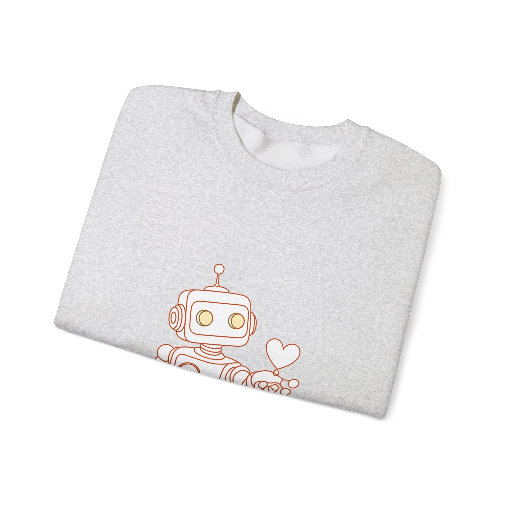 Matching Couple Sweatshirt - Robot & Heart Matching Couple Crewneck Sweatshirt Minimalist Art His Hers Valentine Gift - Design A