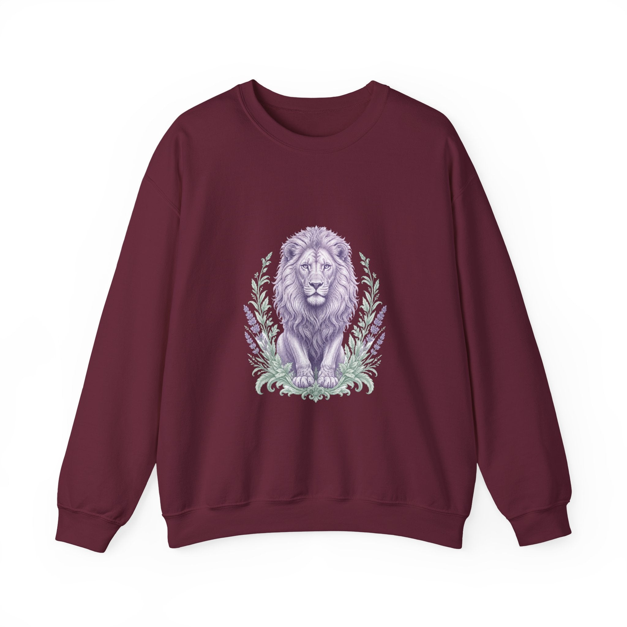 Matching Couple Sweatshirt - Lion & Lamb Matching Couple Crewneck Sweatshirt Vintage Art His Hers Wedding Gift - Design A
