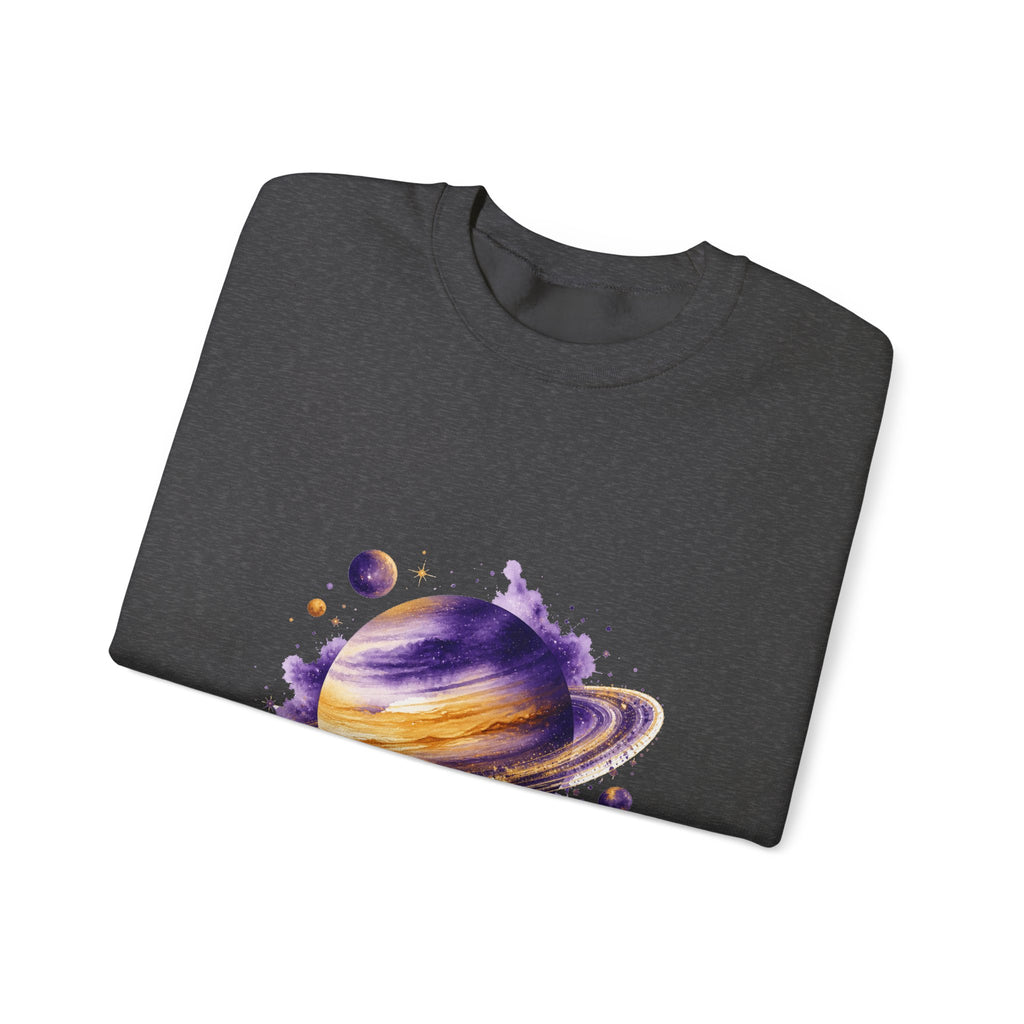 Matching Couple Sweatshirt - Astronaut & Planet Matching Couple Comfort Colors Crew Watercolor Art His Hers Birthday Gift - Design B