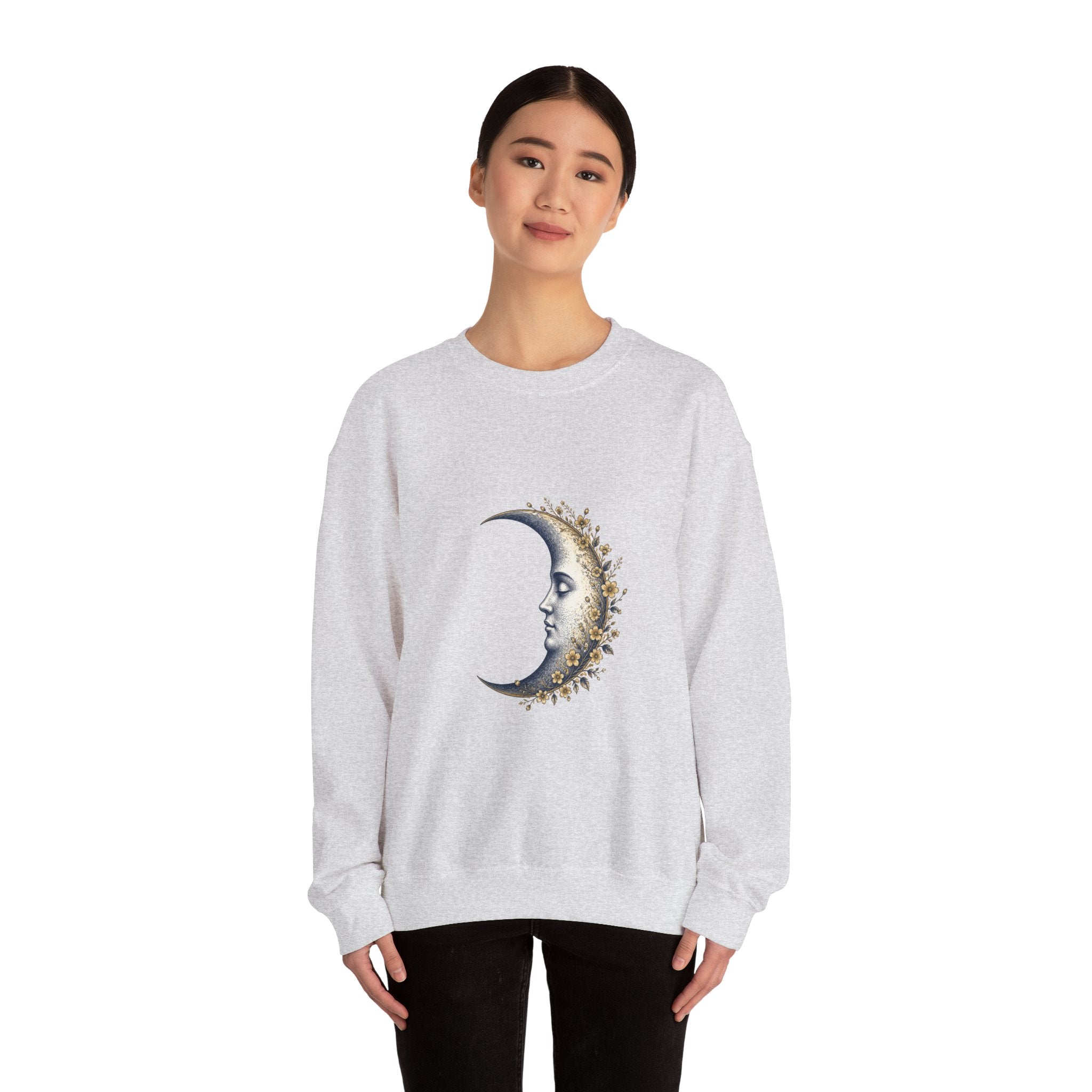 Matching Couple Sweatshirt - Waxing & Waning Moon Matching Couple Premium Fleece Sweatshirt Vintage Art His Hers Honeymoon Gift - Design A