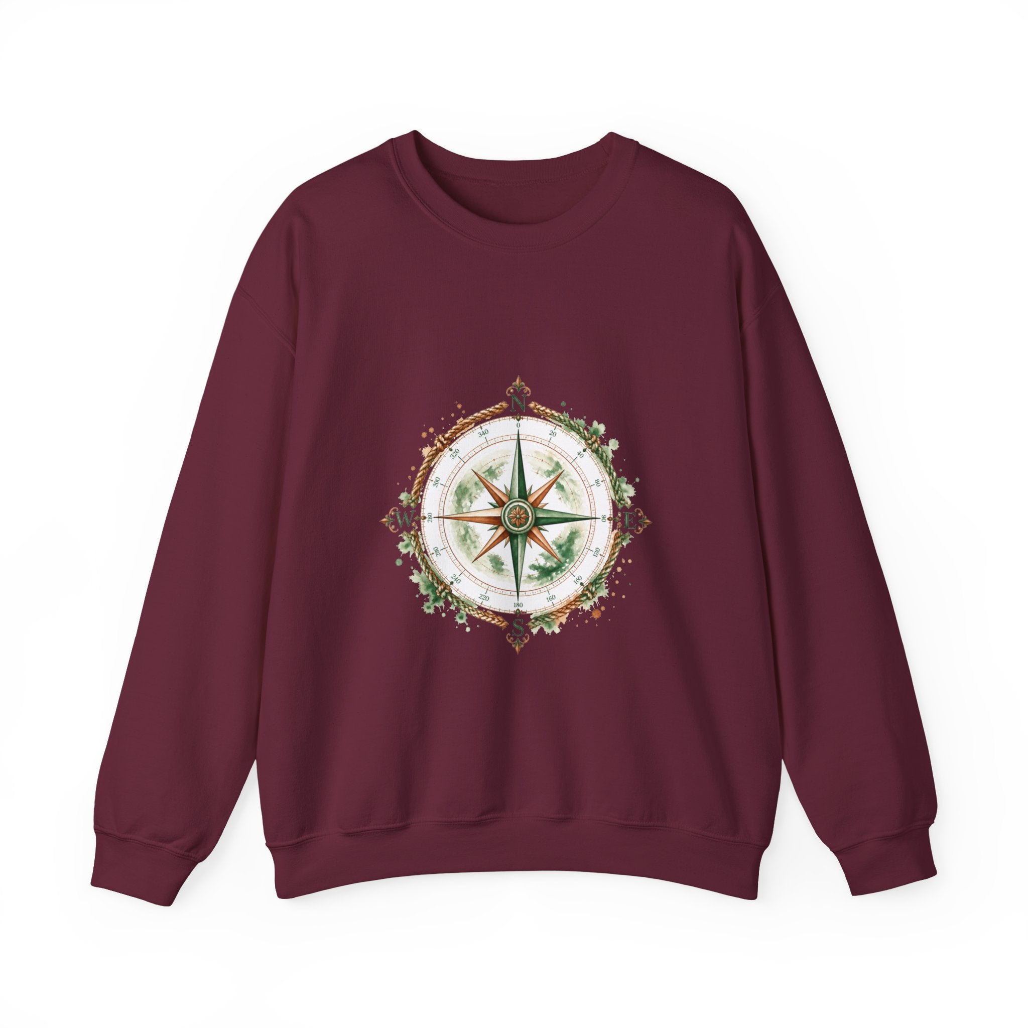 Matching Couple Sweatshirt - Compass North & South Matching Couple Comfort Colors Crew Watercolor Art His Hers Birthday Gift - Design A