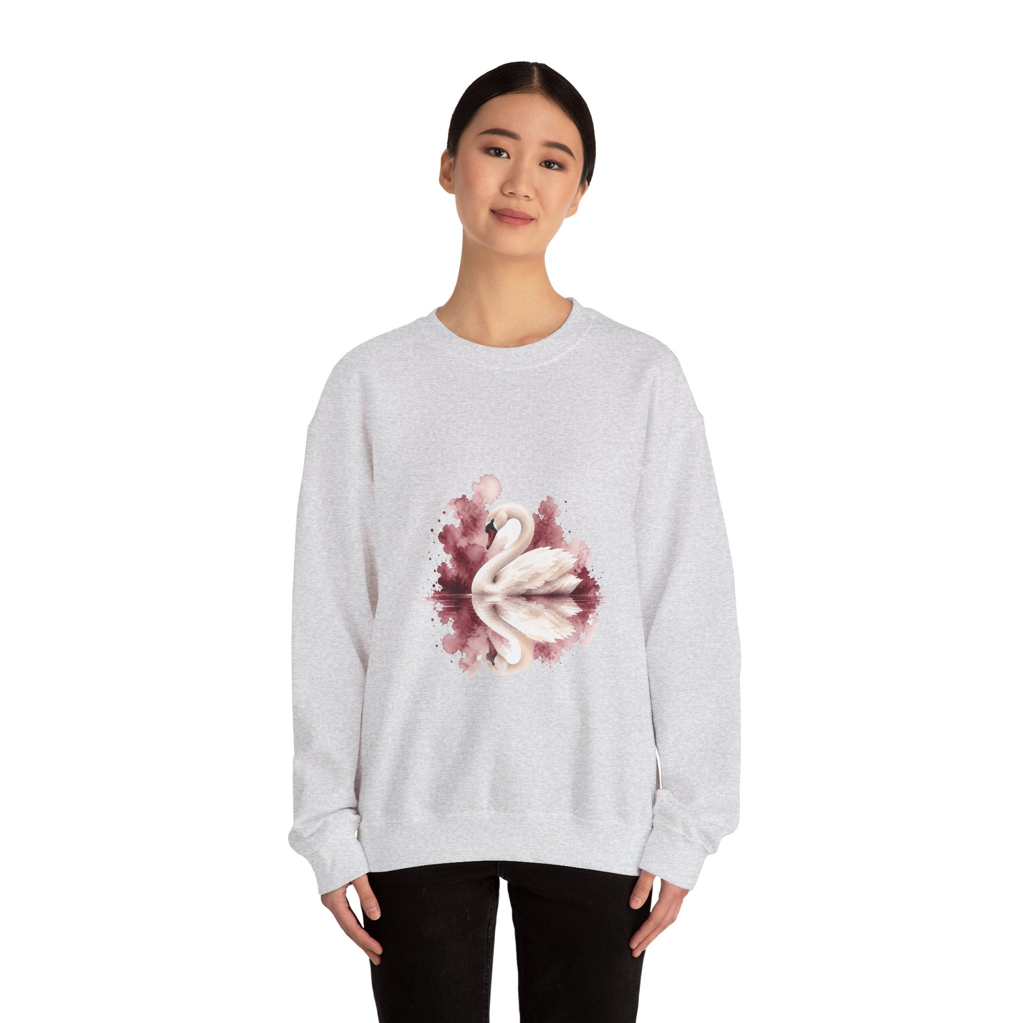 Matching Couple Sweatshirt - Raven & Swan Matching Couple Premium Fleece Sweatshirt Watercolor Art His Hers Birthday Gift - Design B