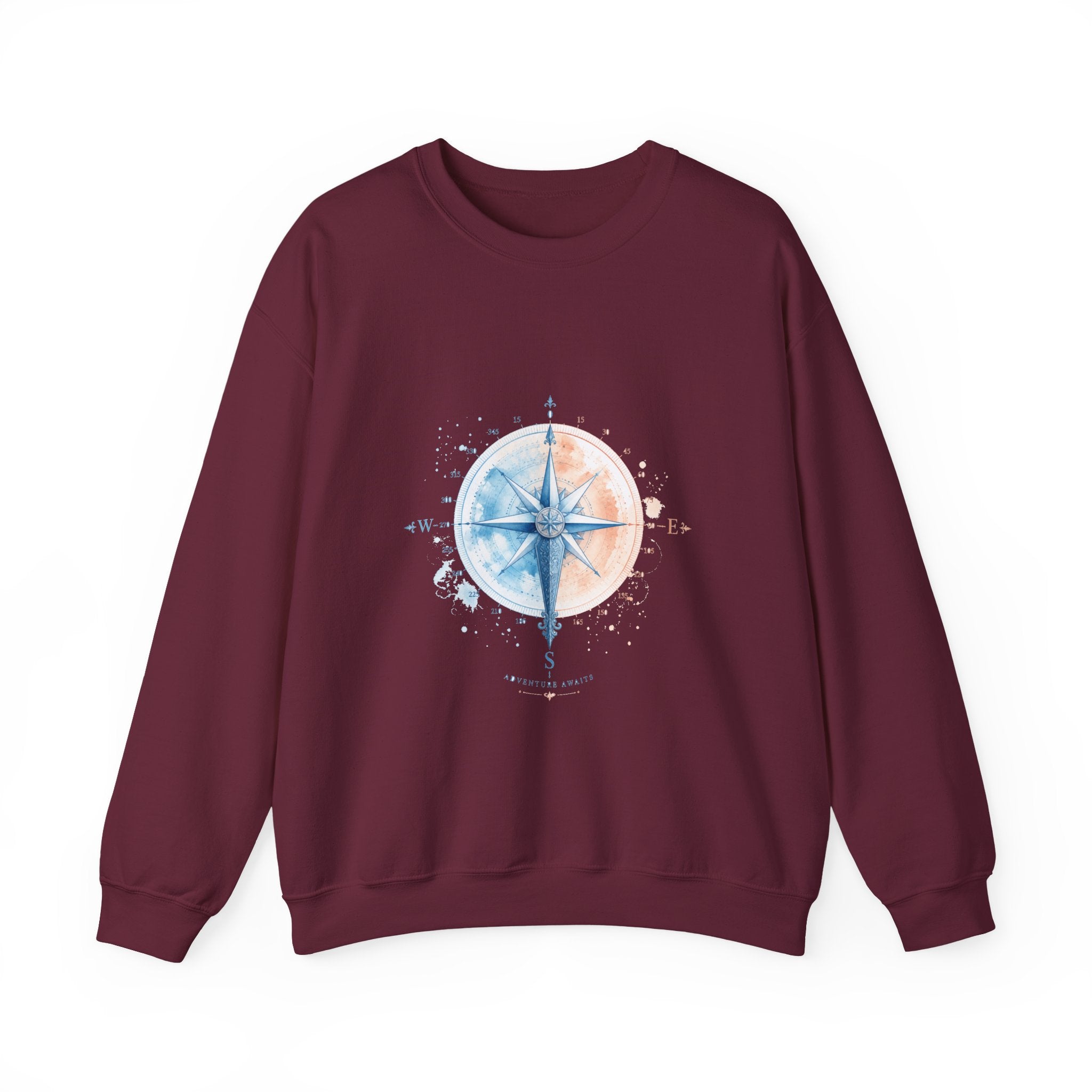 Matching Couple Sweatshirt - Compass North & South Matching Couple Premium Fleece Sweatshirt Watercolor Art His Hers Birthday Gift - Design B