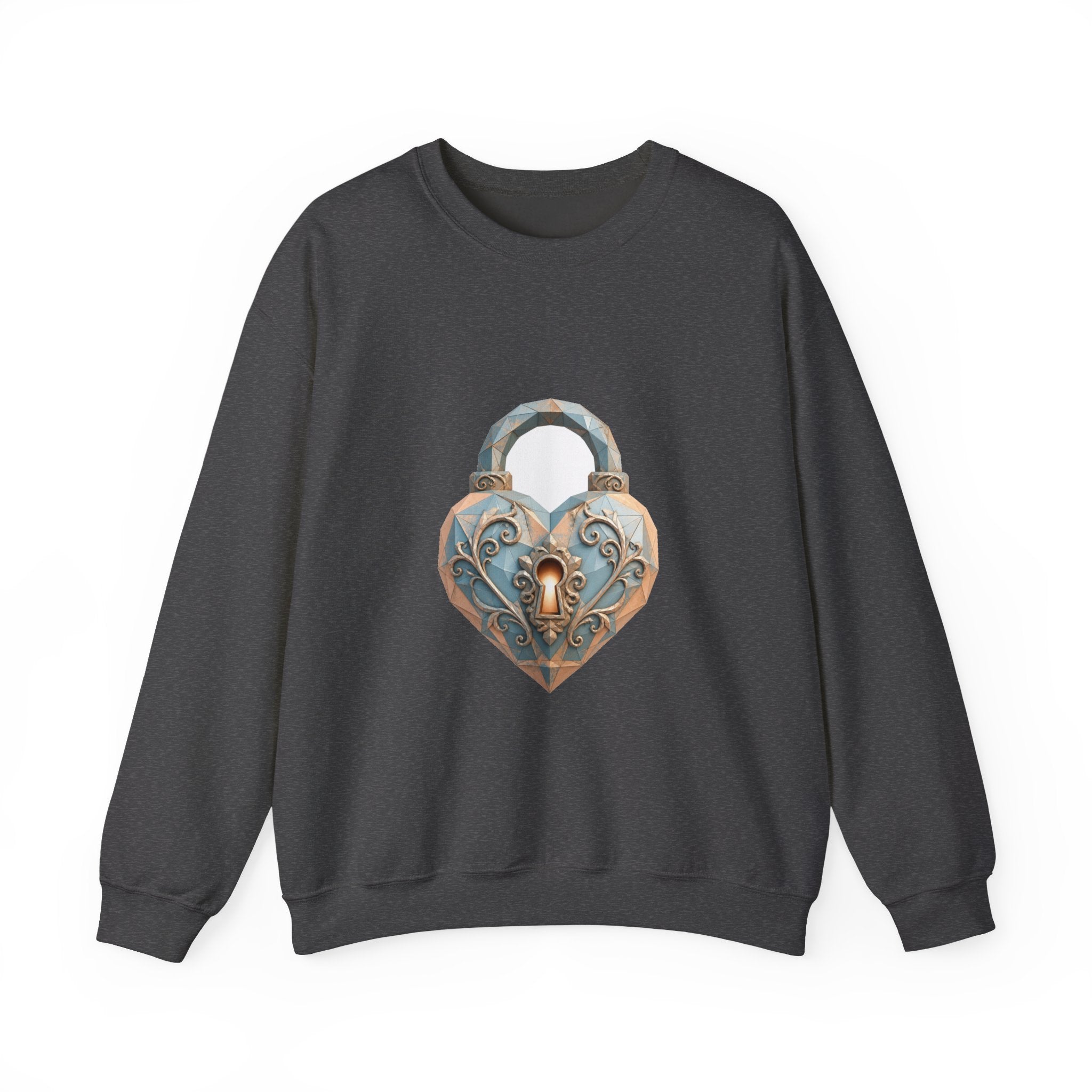 Matching Couple Sweatshirt - Key & Lock Matching Couple Crewneck Sweatshirt Geometric Art His Hers Couple Gift - Design B