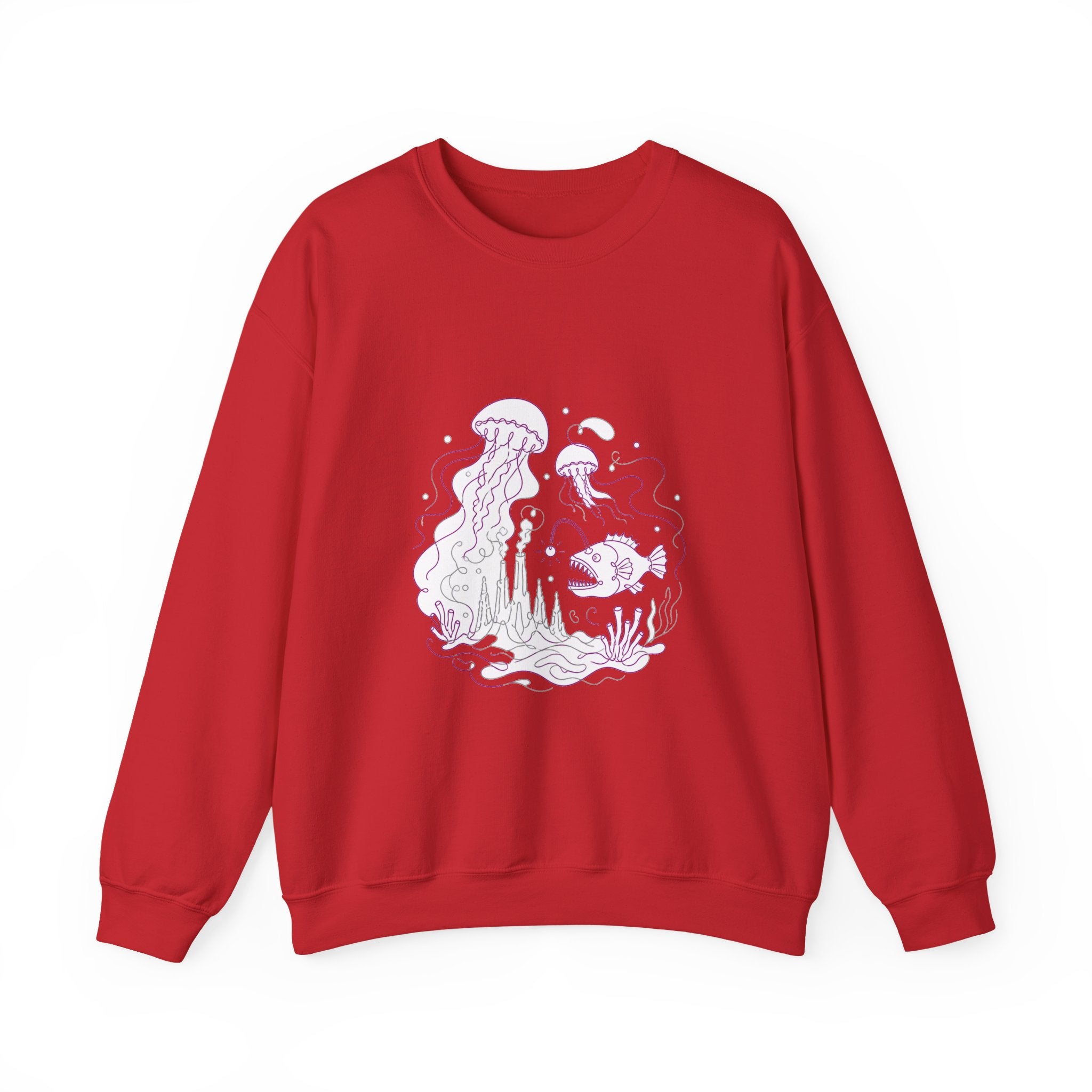 Matching Couple Sweatshirt - Coral Reef & Deep Sea Matching Couple Premium Fleece Sweatshirt Minimalist Art His Hers Christmas Gift - Design B
