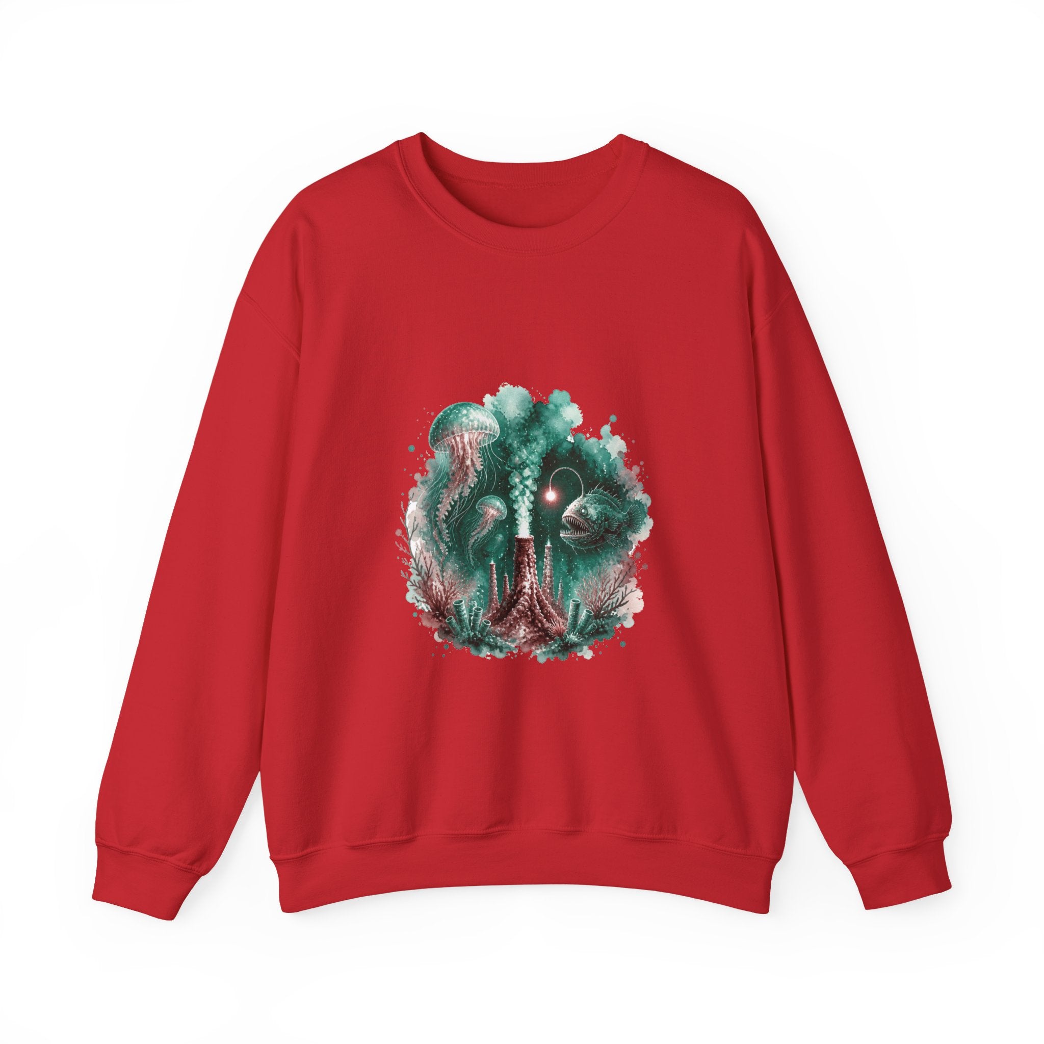 Matching Couple Sweatshirt - Coral Reef & Deep Sea Matching Couple Premium Fleece Sweatshirt Watercolor Art His Hers Birthday Gift - Design B