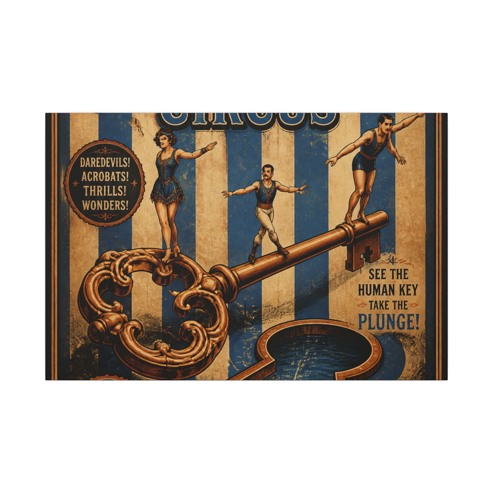 Giant Key Performance Wall Art Canvas 24×36 Vintage Circus Bedroom Decor Maximalist Print