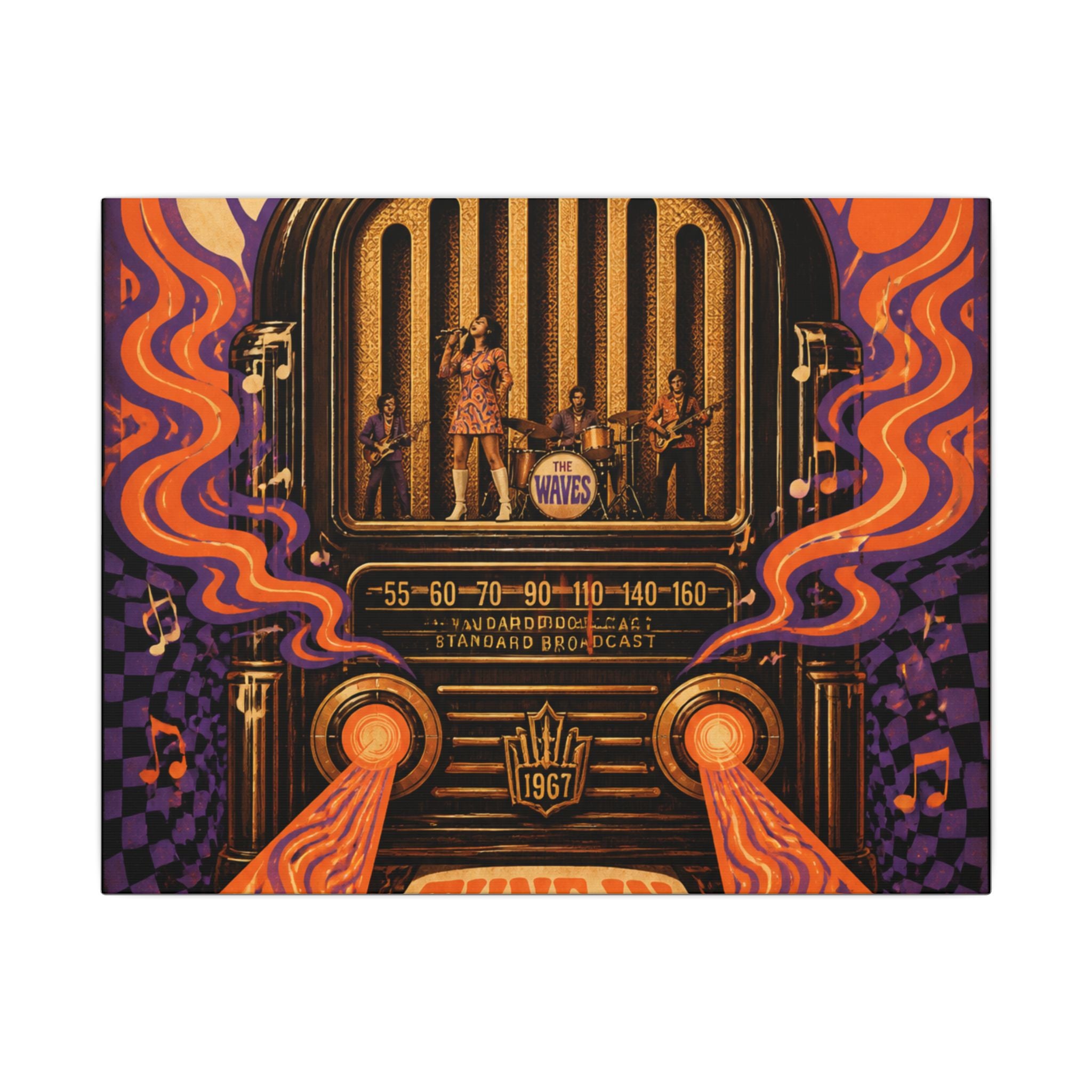 Vintage Radio Stage Wall Art Canvas 16×20 Psychedelic Cafe Decor Maximalist Print