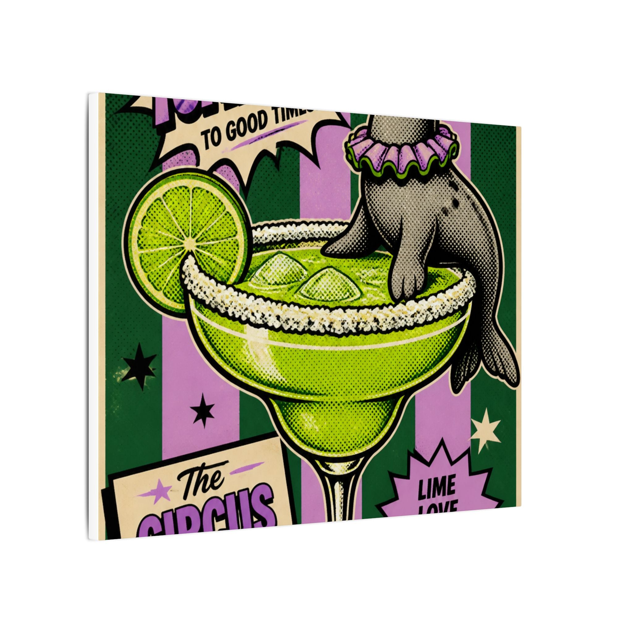 Margarita Balancing Seal Wall Art Canvas 16×20 Pop Art Living Room Decor Maximalist Print