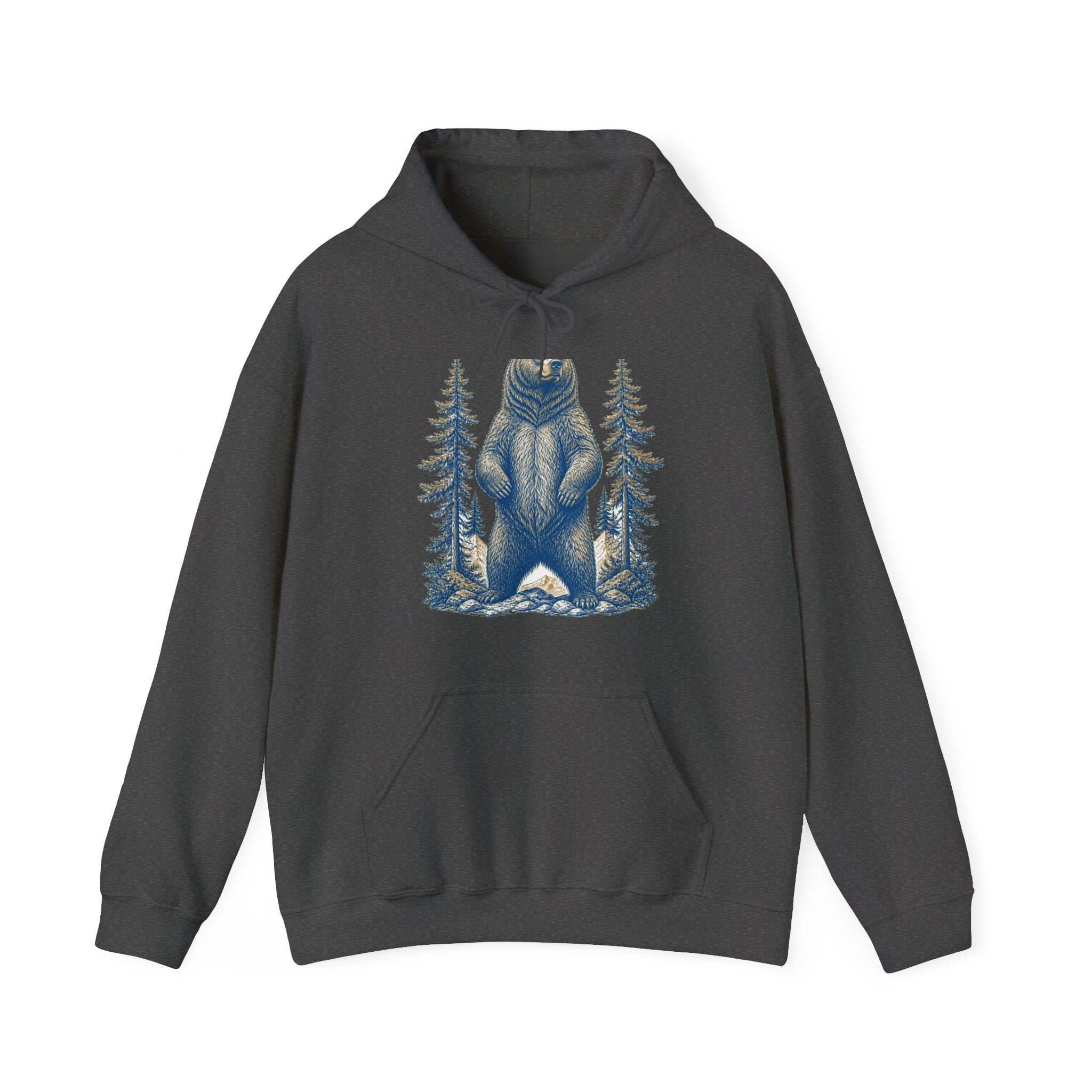 Matching Couple Sweatshirt - Bear & Deer Matching Couple Hooded Sweatshirt Vintage Art His Hers Wedding Gift - Design A