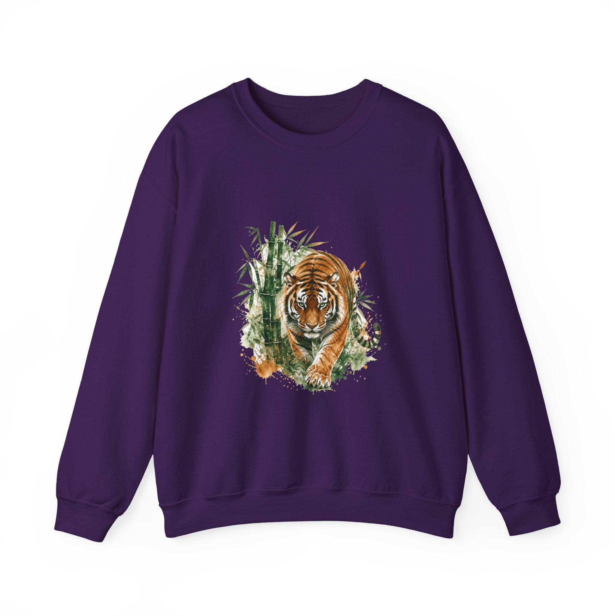 Matching Couple Sweatshirt - Tiger & Crane Matching Couple Premium Fleece Sweatshirt Watercolor Art His Hers Birthday Gift - Design A