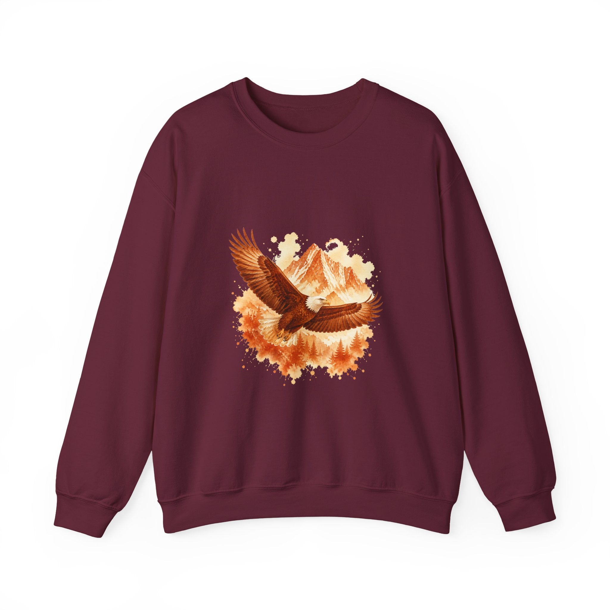 Matching Couple Sweatshirt - Eagle & Whale Matching Couple Premium Fleece Sweatshirt Watercolor Art His Hers Birthday Gift - Design A