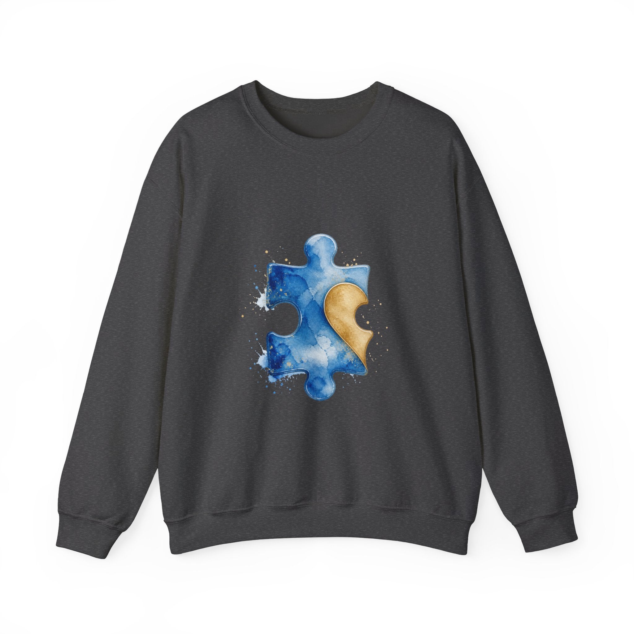 Matching Couple Sweatshirt - Puzzle Pieces Matching Couple Crewneck Sweatshirt Watercolor Art His Hers Engagement Gift - Design A